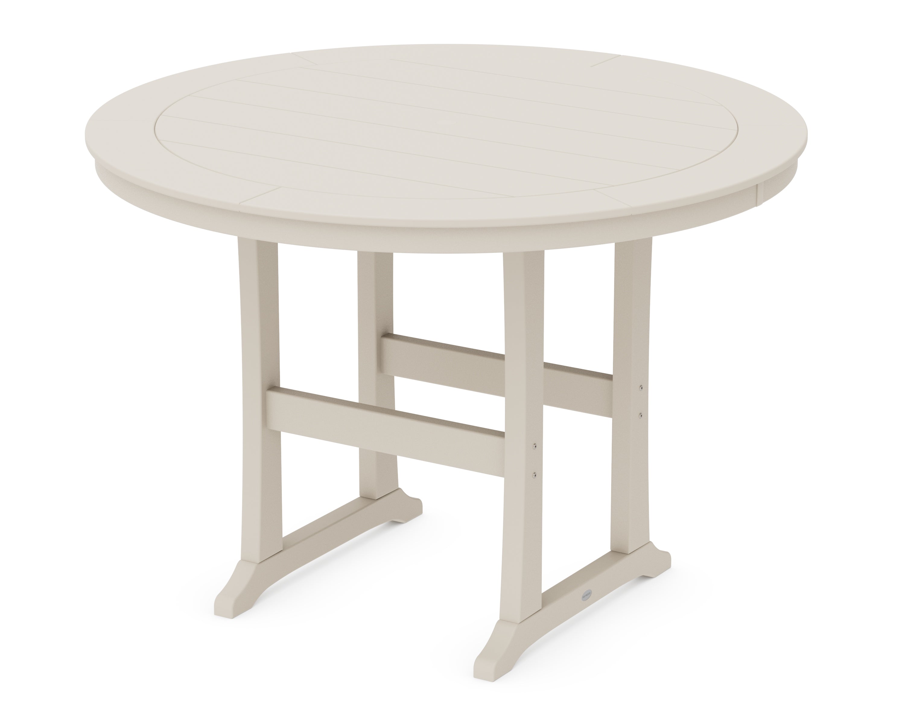POLYWOOD Nautical Trestle 60” Round Bar Table in Sand