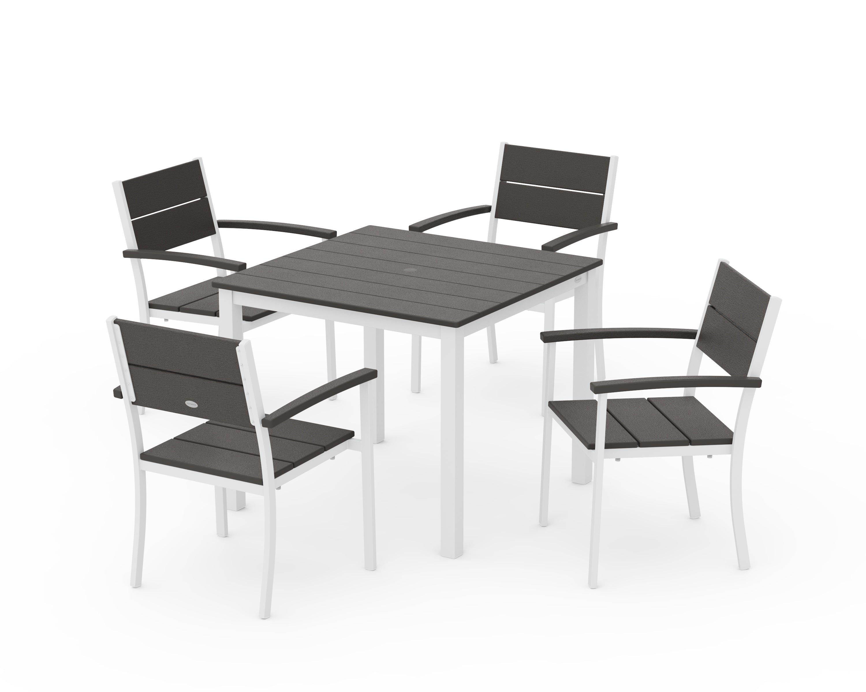 POLYWOOD Main Street 5-Piece Dining Set in White / Vintage Coffee