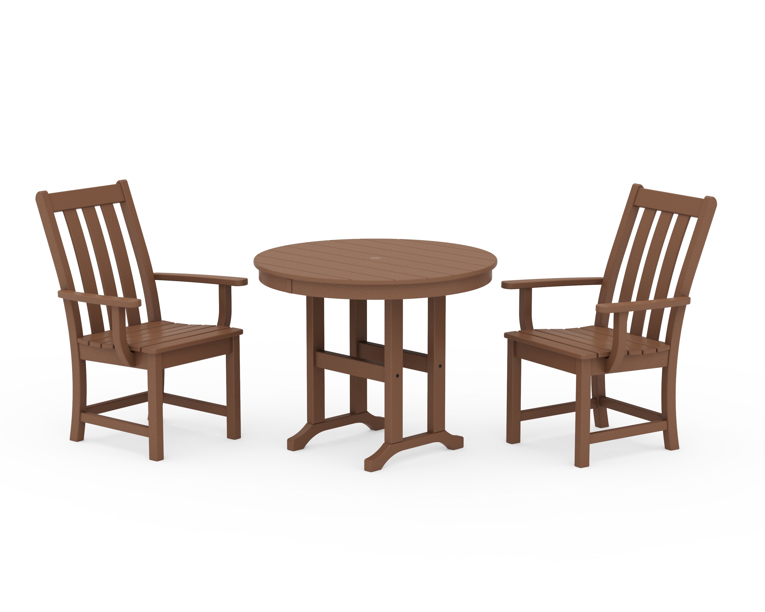 POLYWOOD Vineyard 3-Piece Round Dining Set in Teak