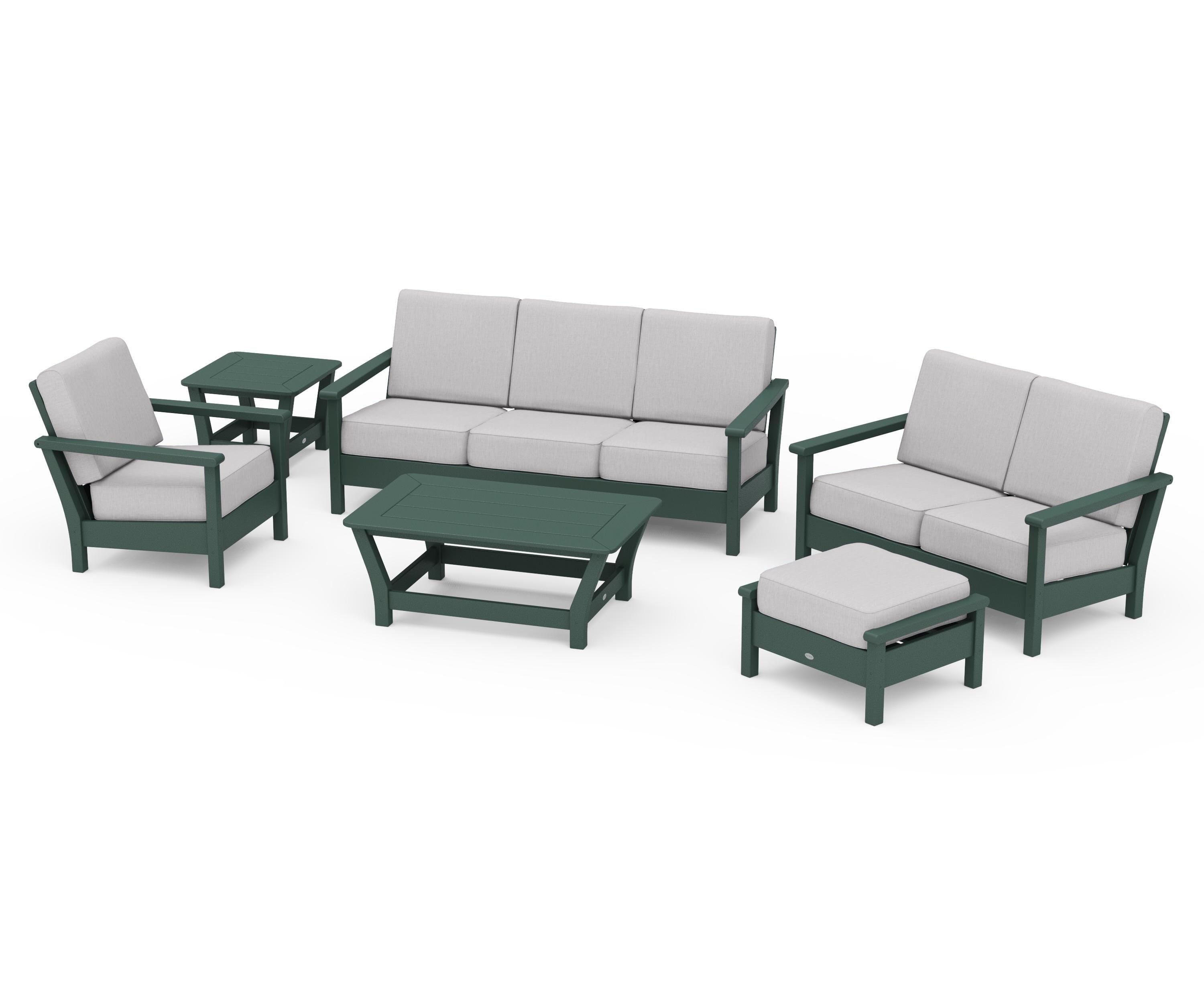POLYWOOD Harbour 6-Piece Outdoor Living Set in Green / Granite