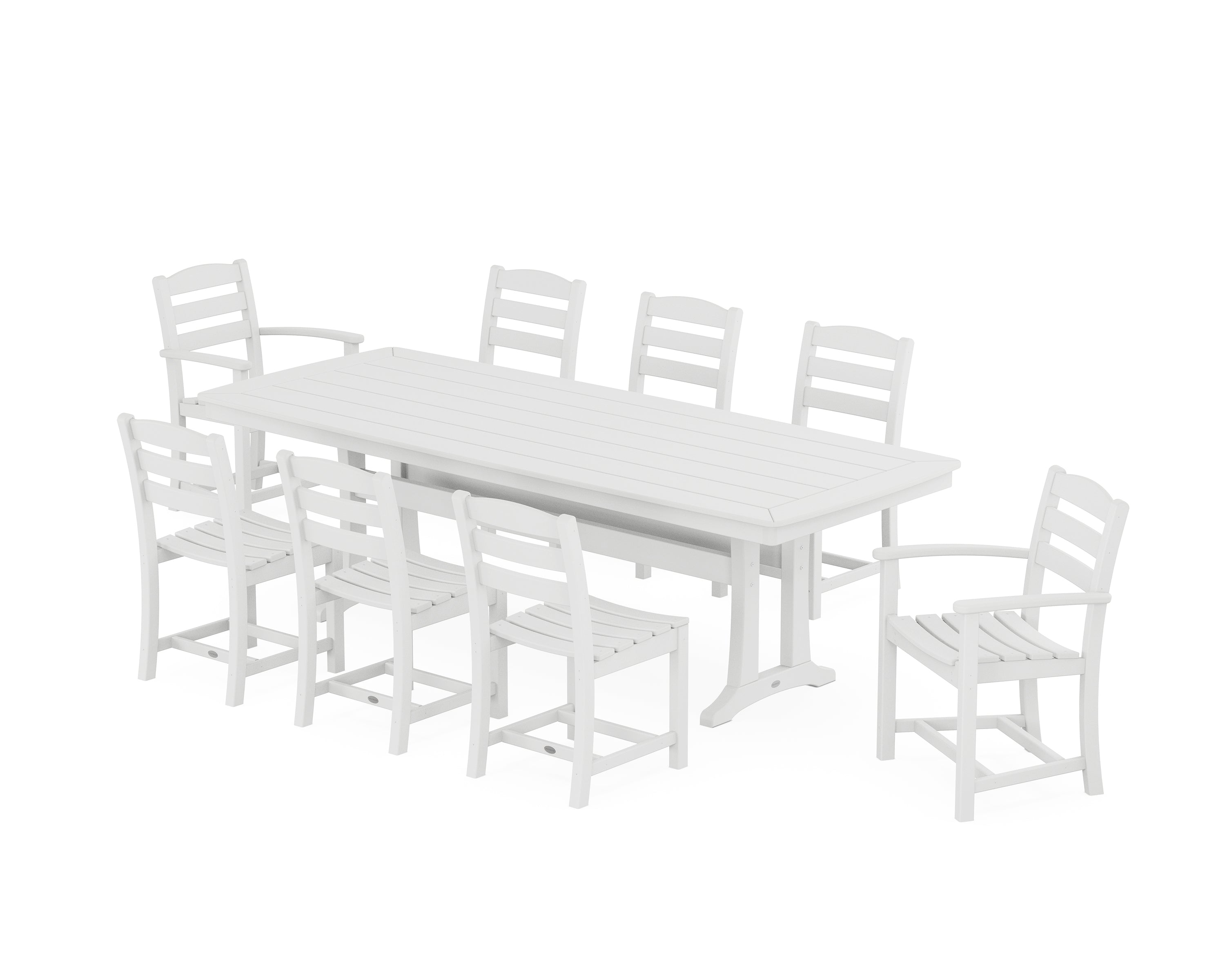 POLYWOOD La Casa Café 9-Piece Dining Set with Trestle Legs in White