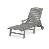 POLYWOOD Nautical Chaise with Arms & Wheels in Slate Grey
