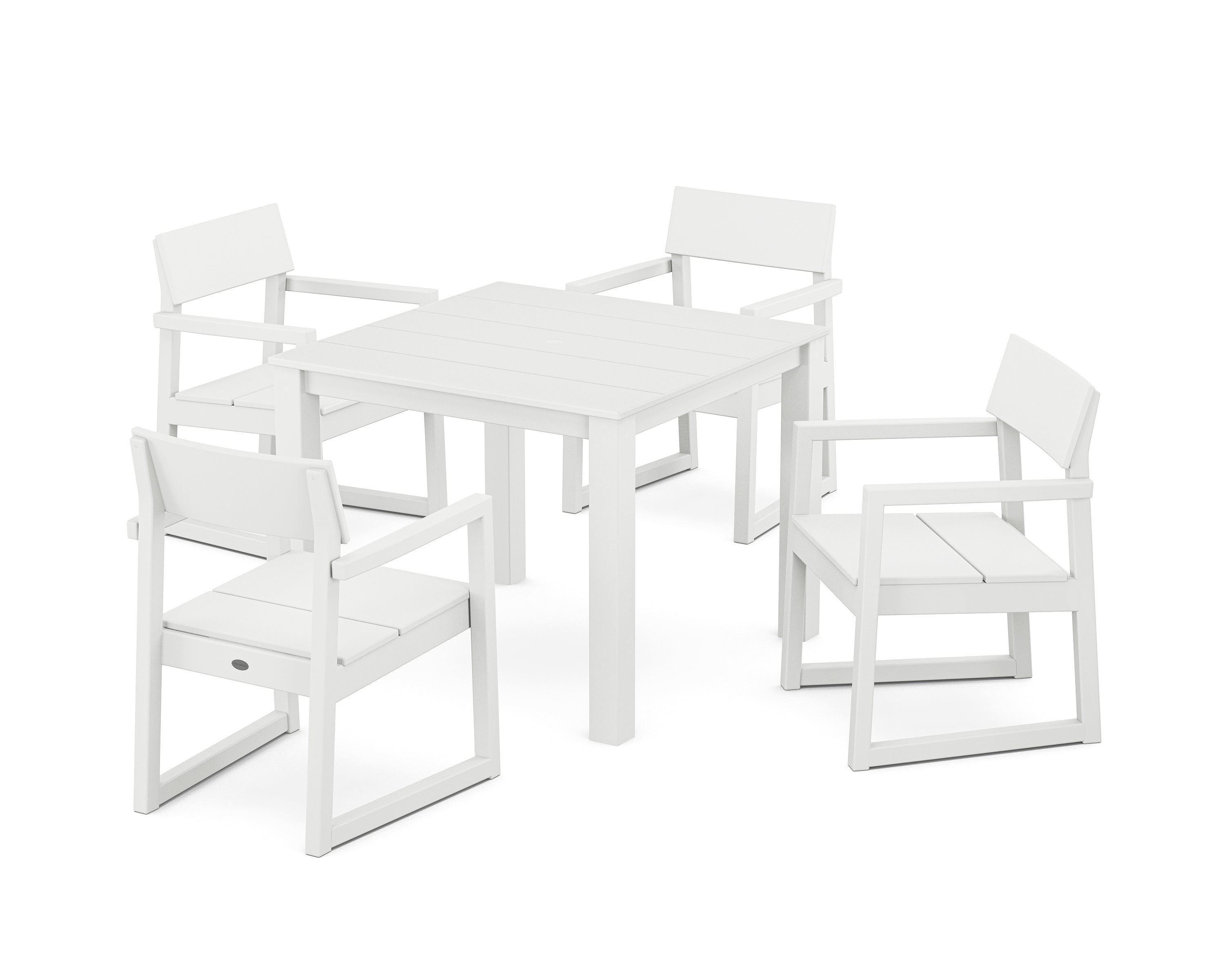 POLYWOOD EDGE 5-Piece Parsons Dining Set in White