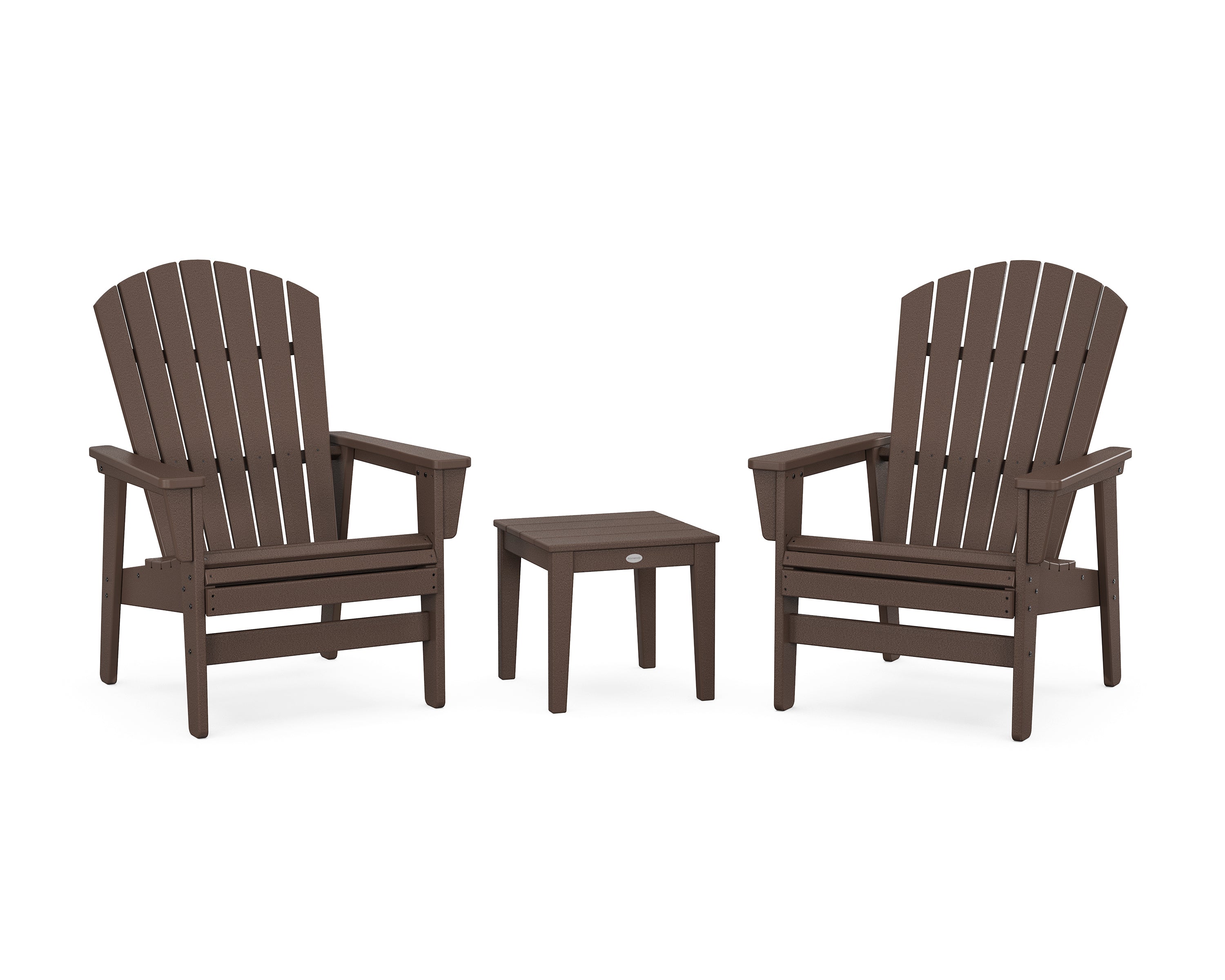 POLYWOOD 3-Piece Nautical Grand Upright Adirondack Set in Mahogany