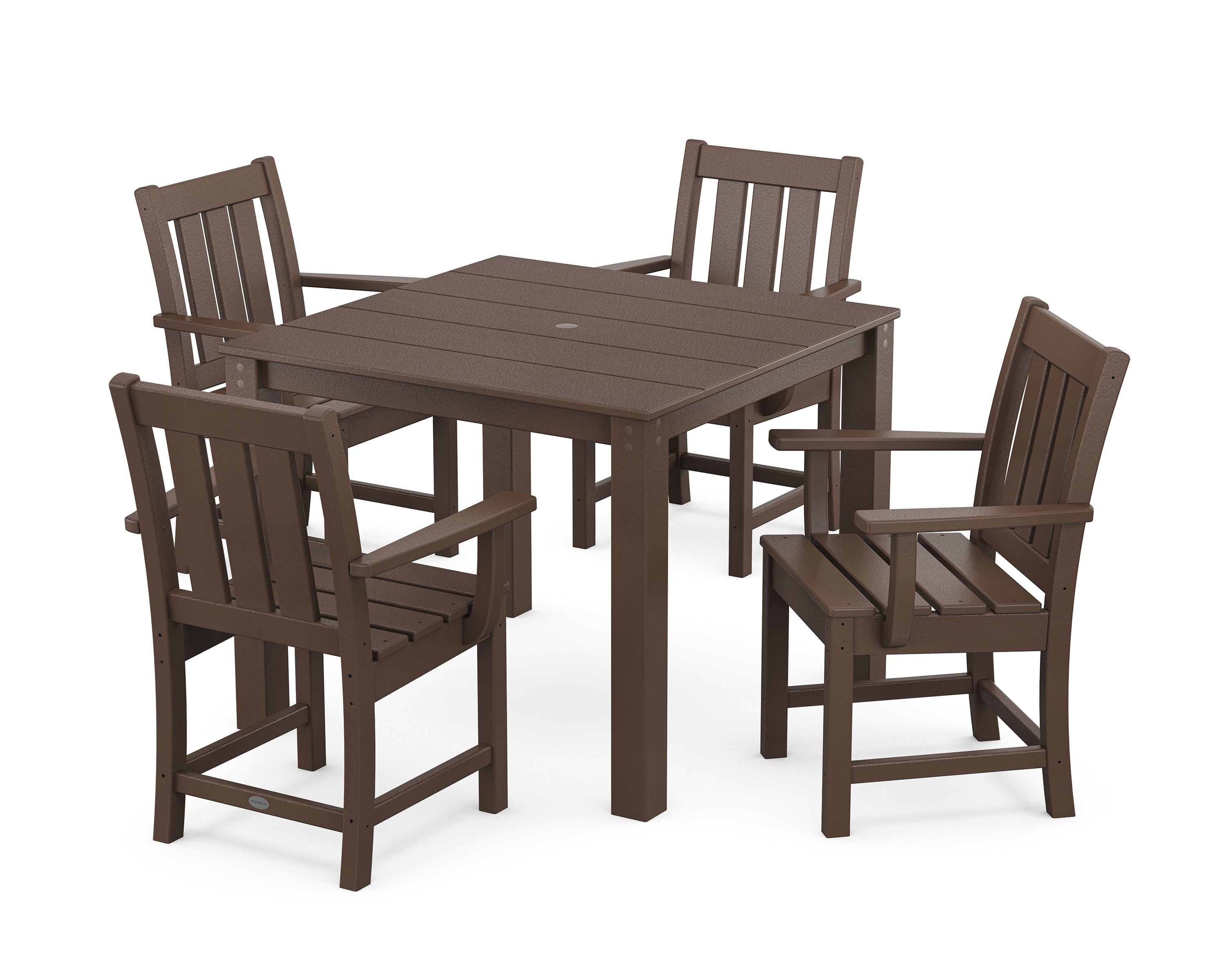 POLYWOOD Oxford 5-Piece Parsons Dining Set in Mahogany