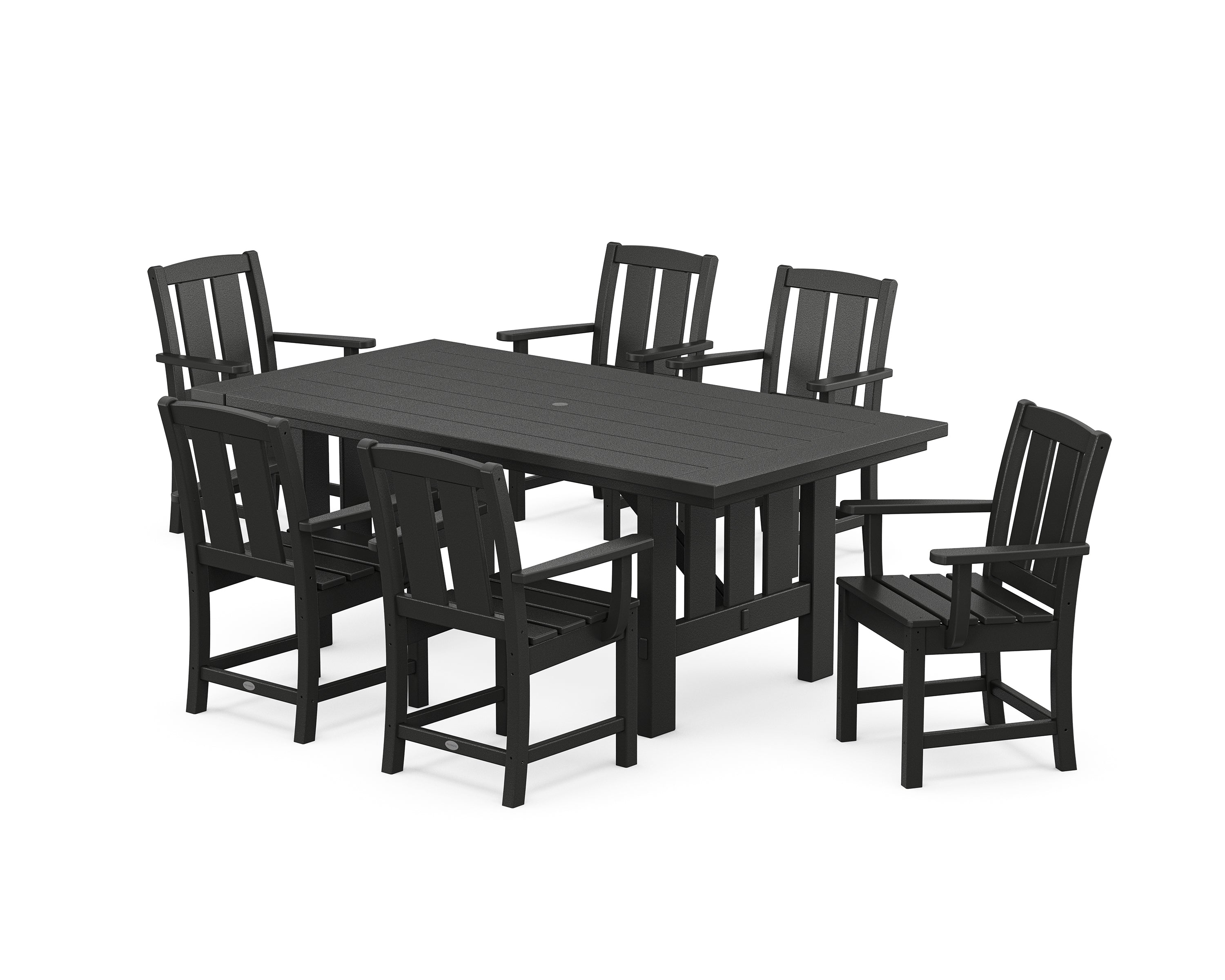 POLYWOOD Mission Arm Chair 7-Piece Mission Dining Set in Black