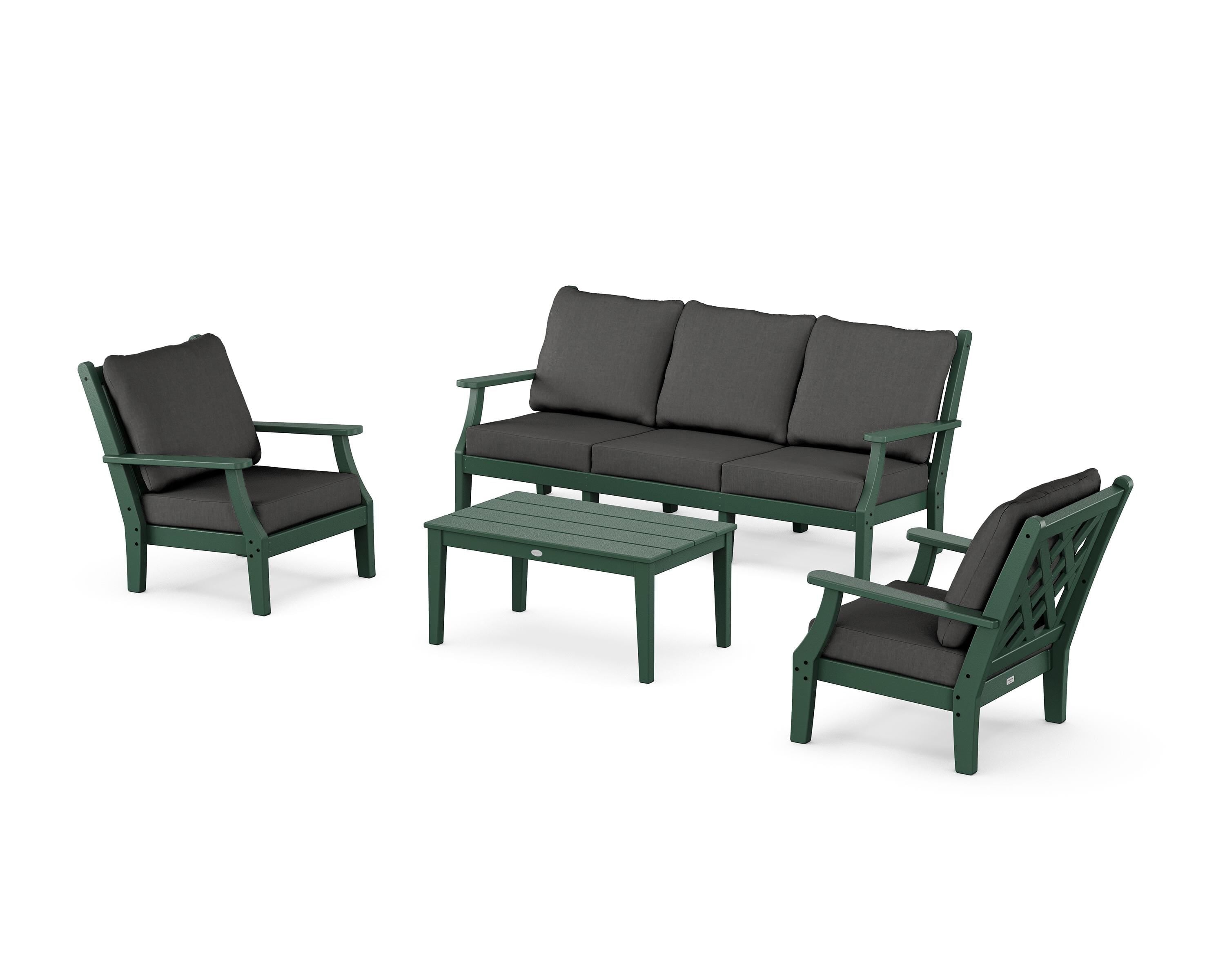 Country Living Wovendale 4-Piece Deep Seating Set with Sofa in Green / Spectrum Carbon