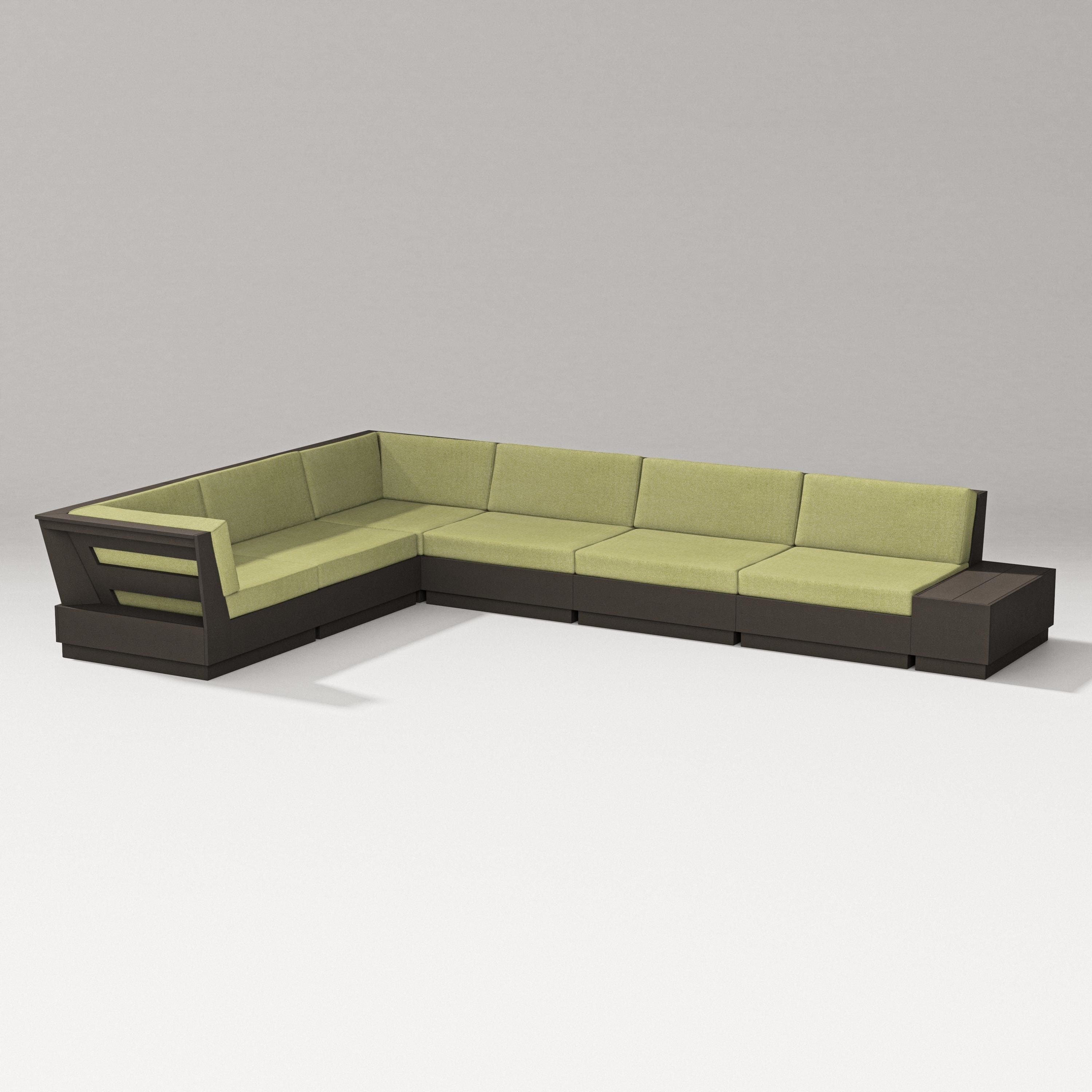 PW Designer Series Elevate 7-Piece Corner Sectional in Vintage Coffee / Chartreuse Boucle