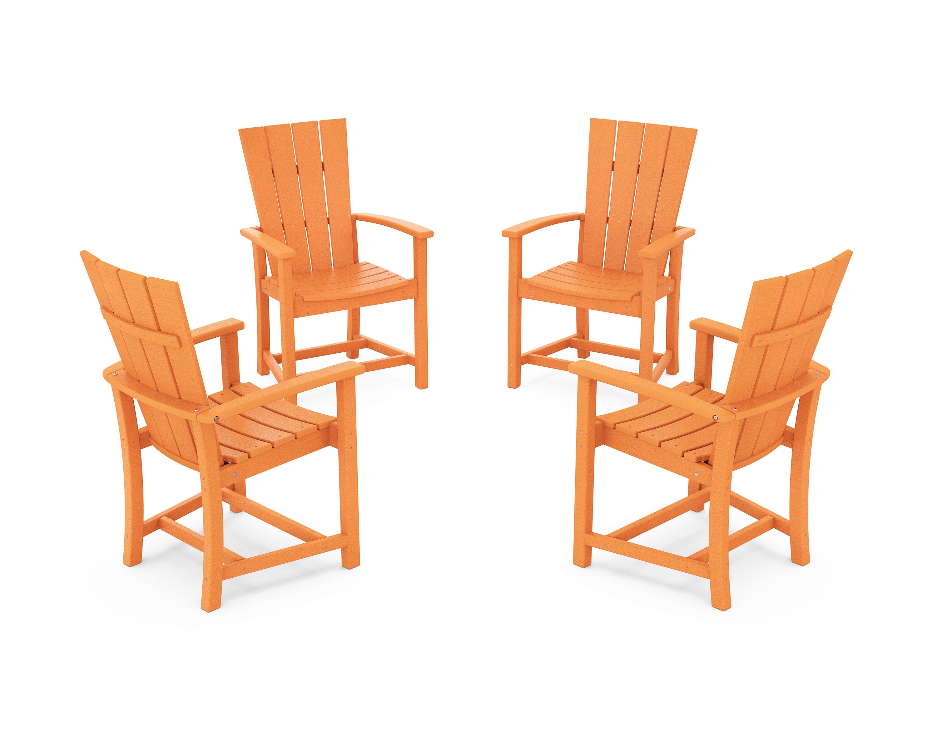 POLYWOOD Quattro 4-Piece Upright Adirondack Conversation Set in Tangerine