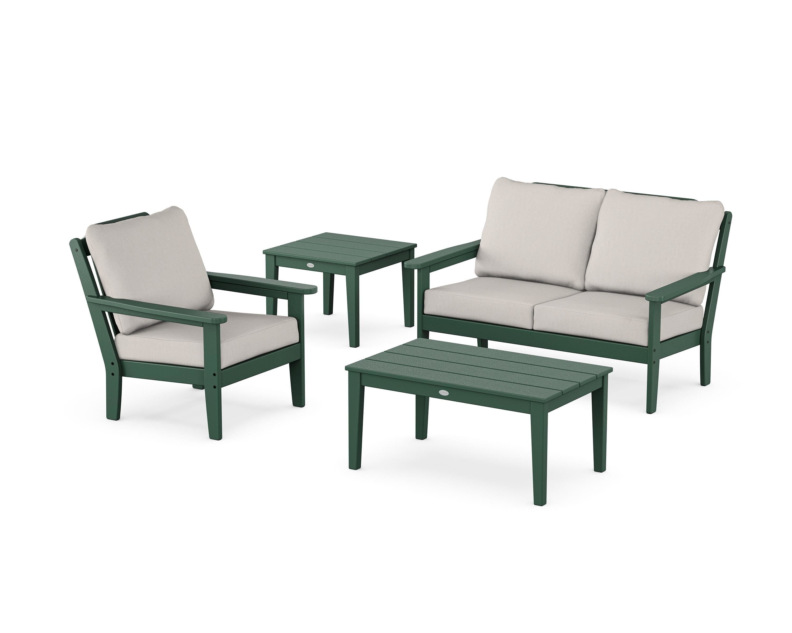 Country Living Wovendale 4-Piece Deep Seating Set in Green / Cast Ash