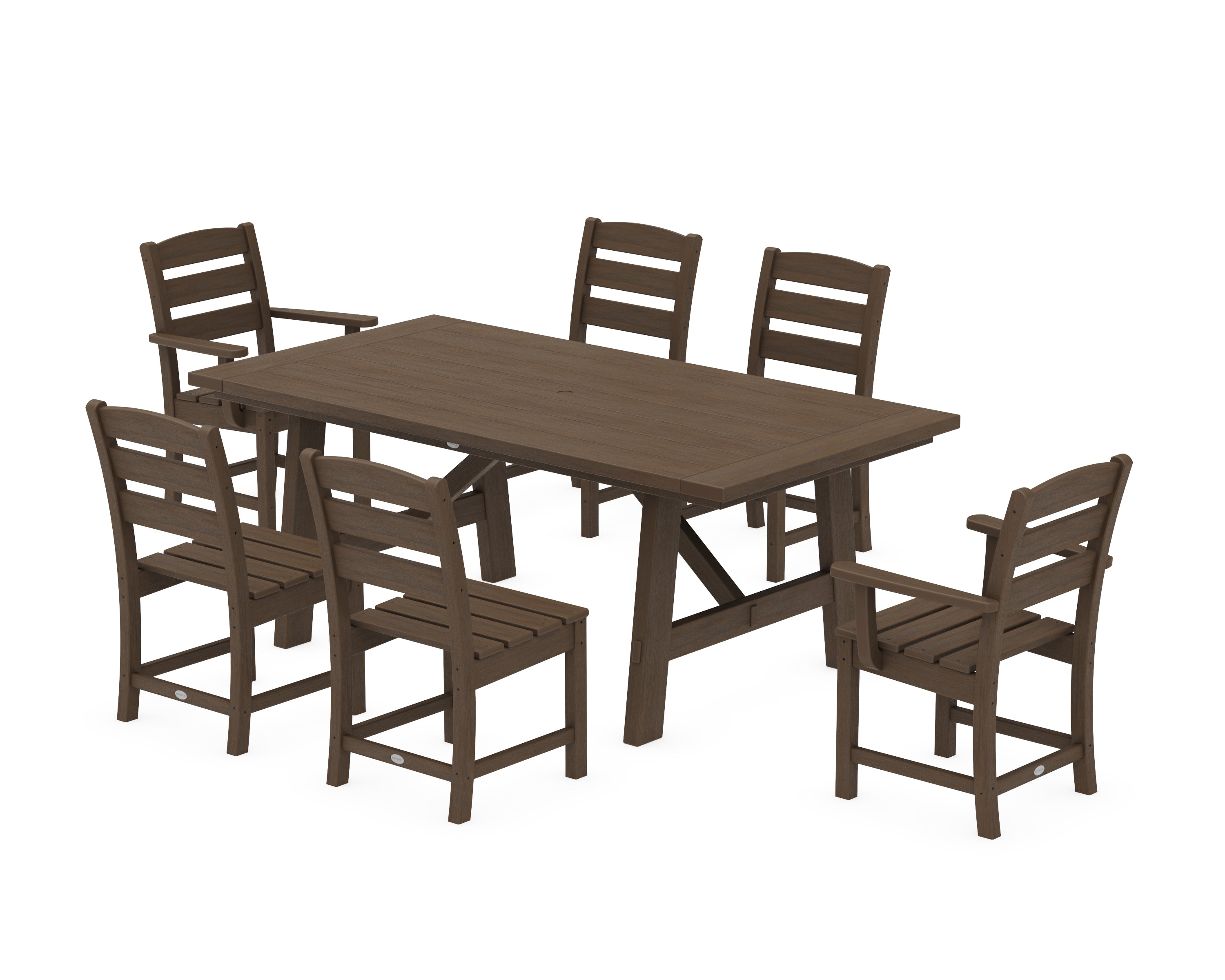 POLYWOOD Lakeside 7-Piece Rustic Farmhouse Dining Set in Kona