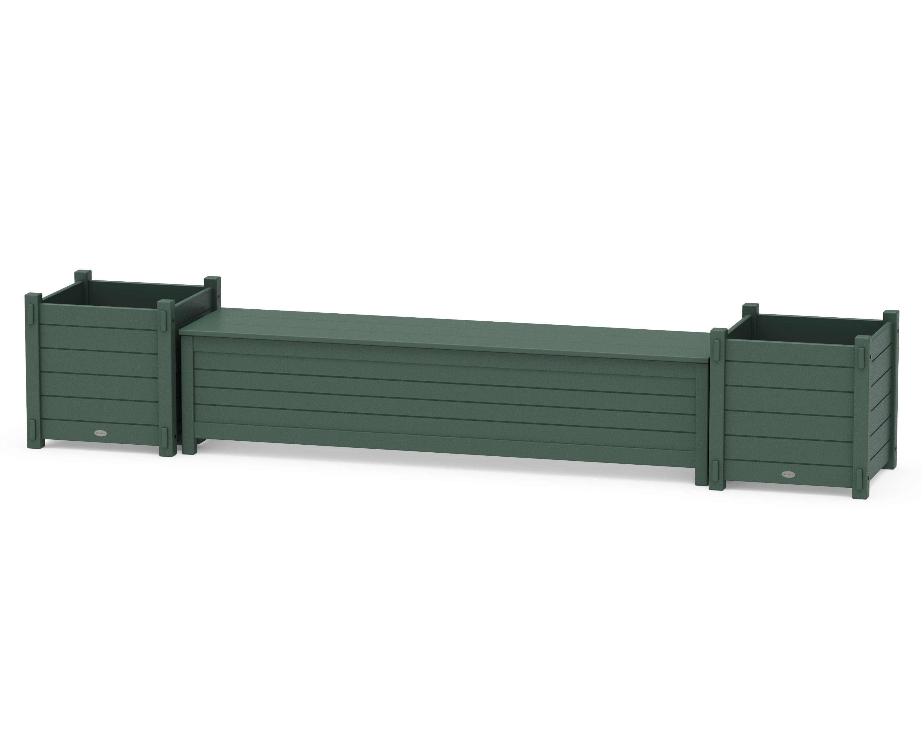 POLYWOOD 72" Nautical Straight Planter Storage Bench Set- Large in Green