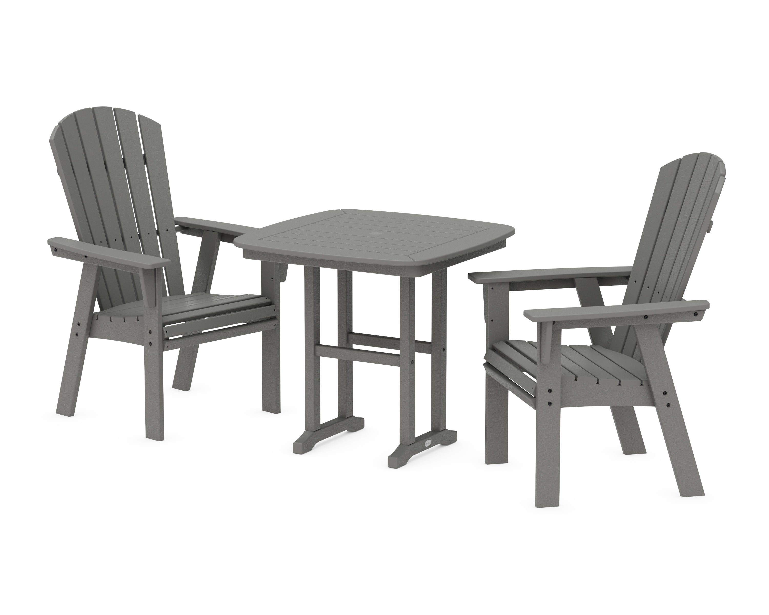 POLYWOOD Nautical Adirondack 3-Piece Dining Set in Slate Grey