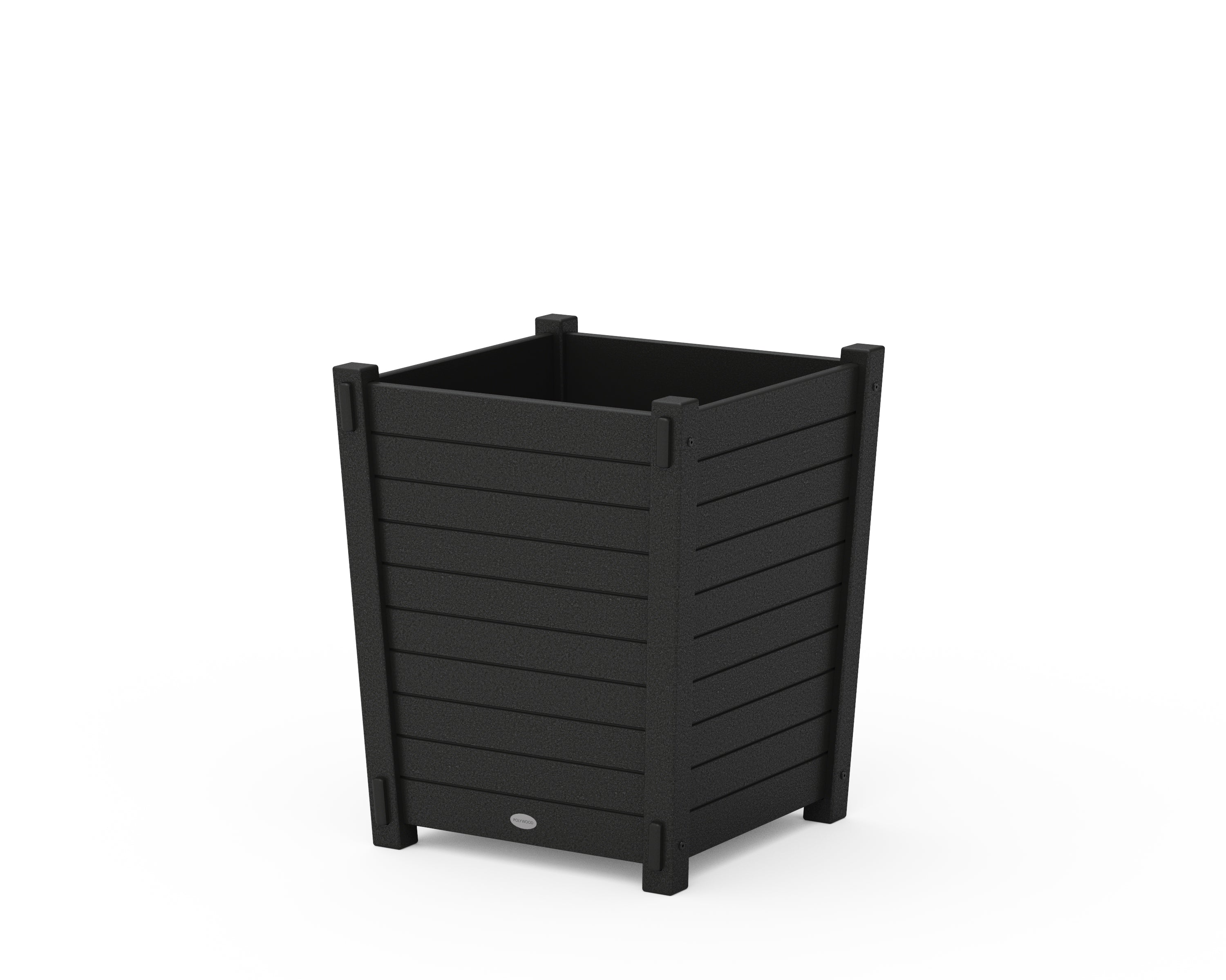 POLYWOOD Nautical Large Tapered Square Short Planter Box in Black