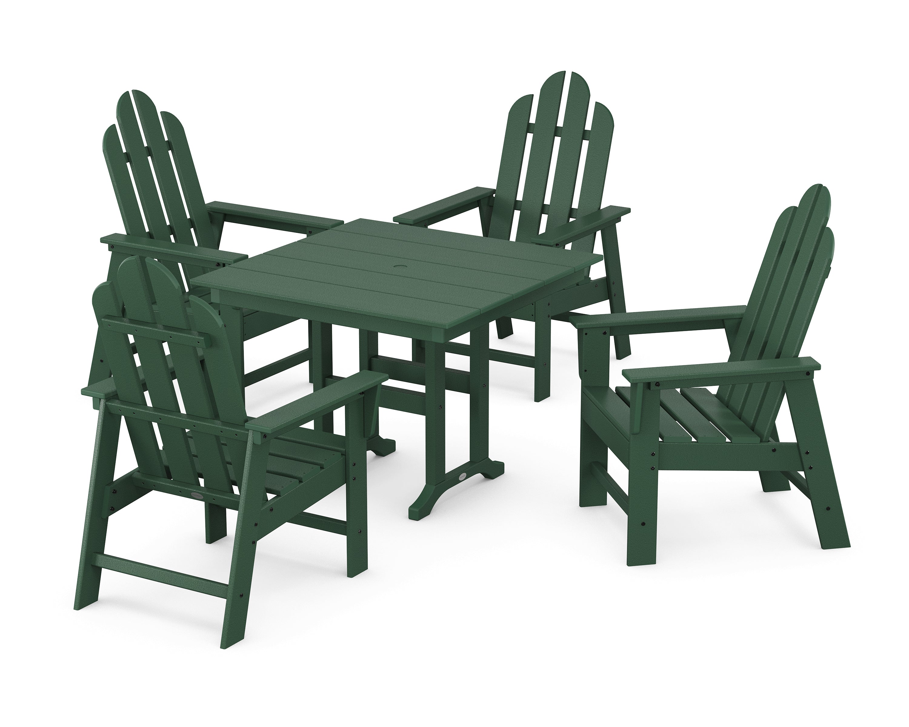 POLYWOOD® Long Island 5-Piece Farmhouse Dining Set in Green