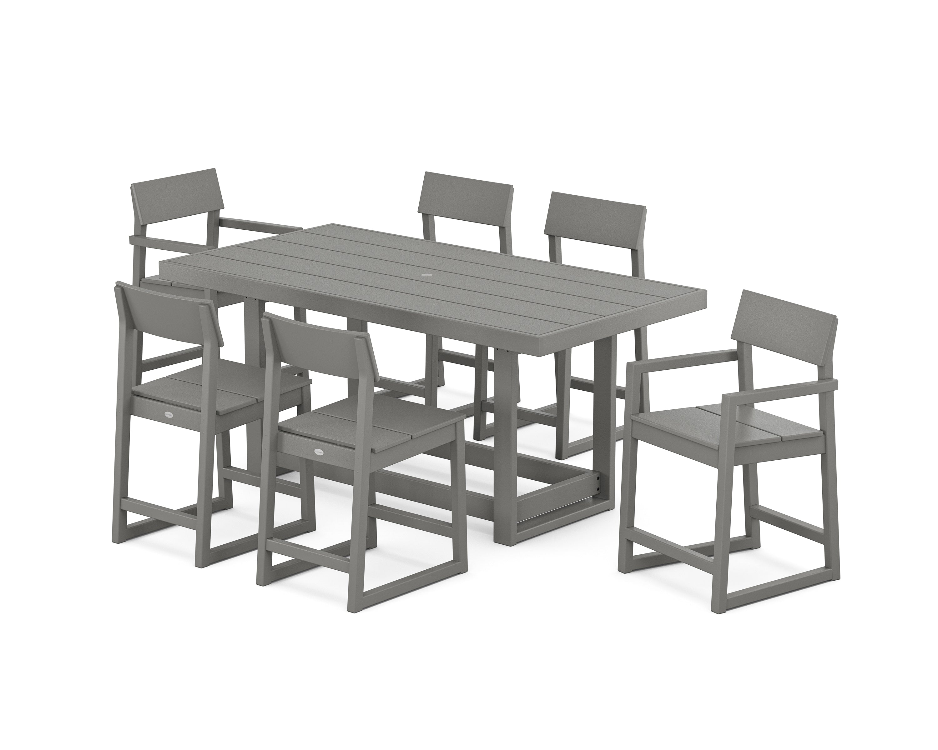 POLYWOOD EDGE 7-Piece Counter Table Set in Slate Grey