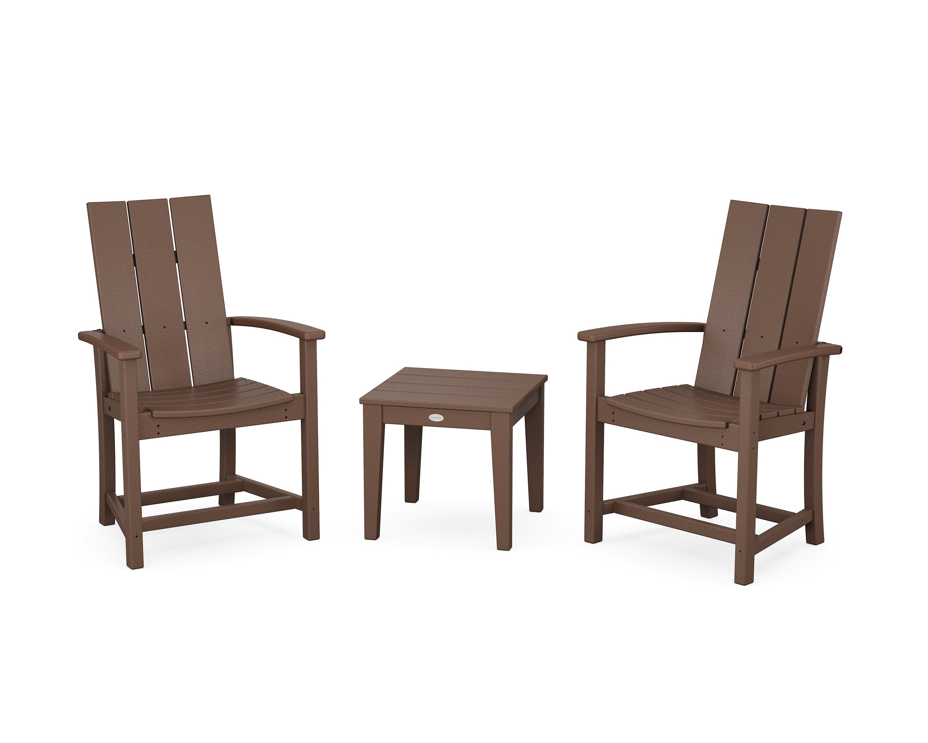 POLYWOOD Modern 3-Piece Upright Adirondack Chair Set in Mahogany