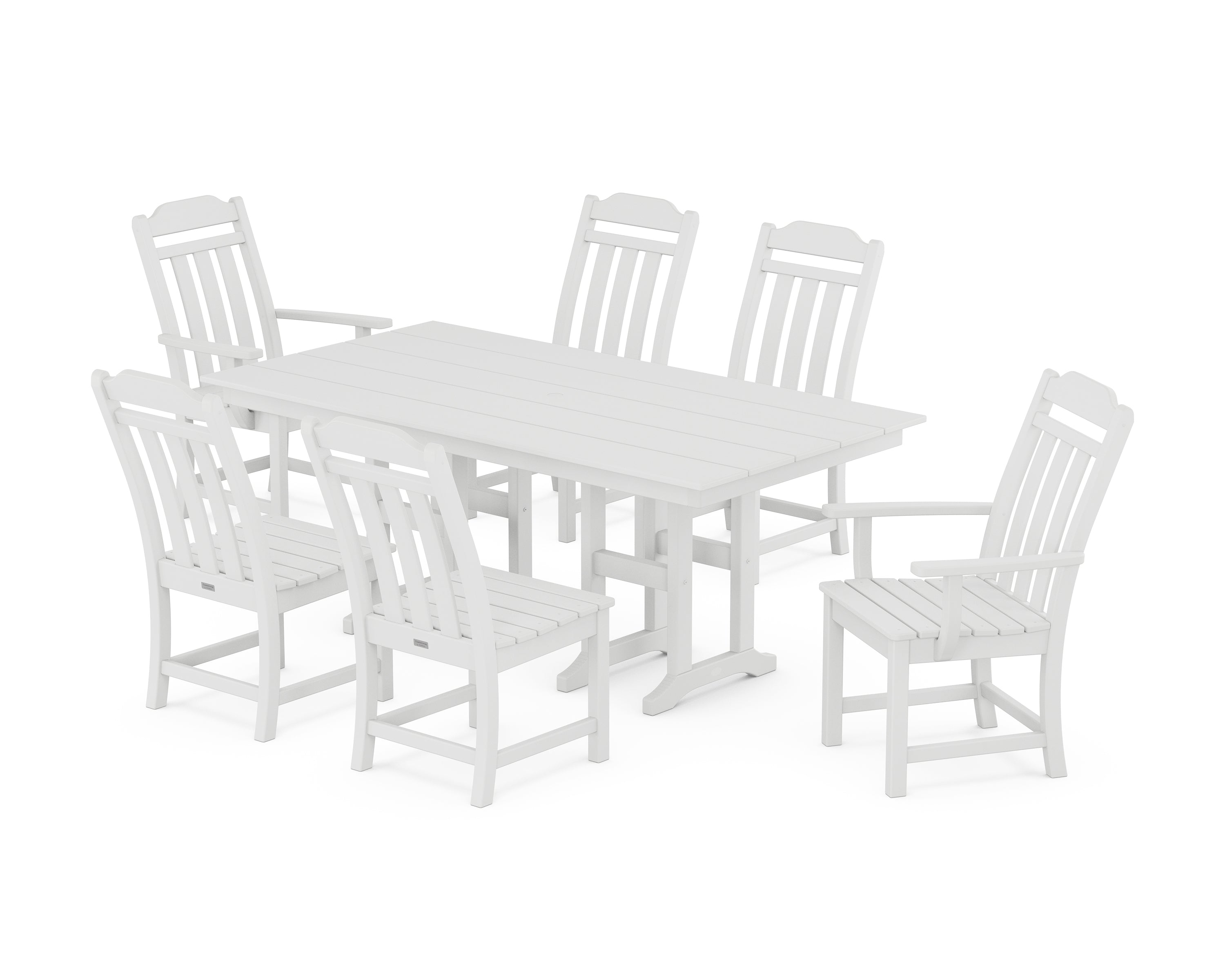 Polywood Country Living 7-Piece Farmhouse Dining Set in White