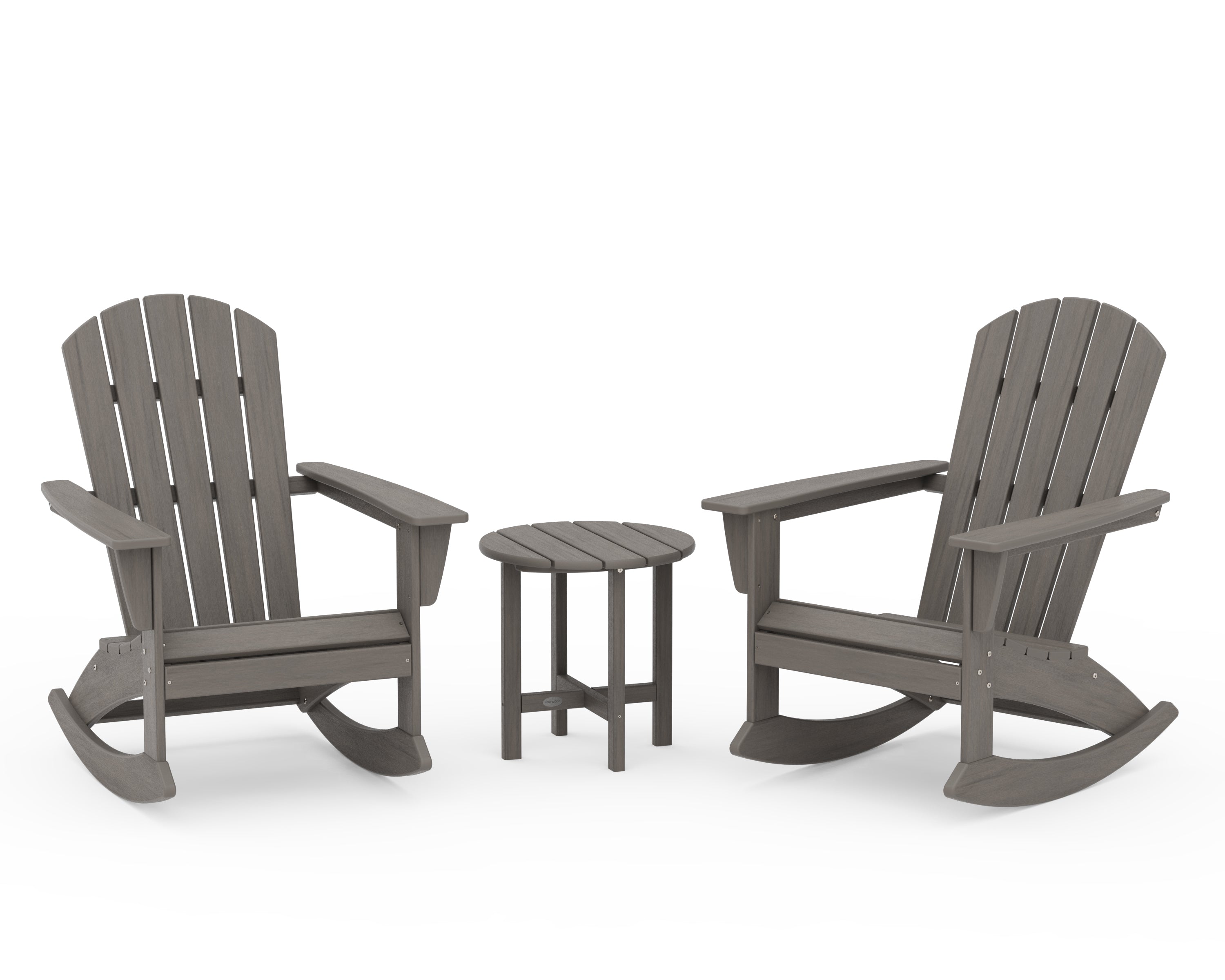 POLYWOOD Nautical 3-Piece Adirondack Rocking Chair Set in Driftwood