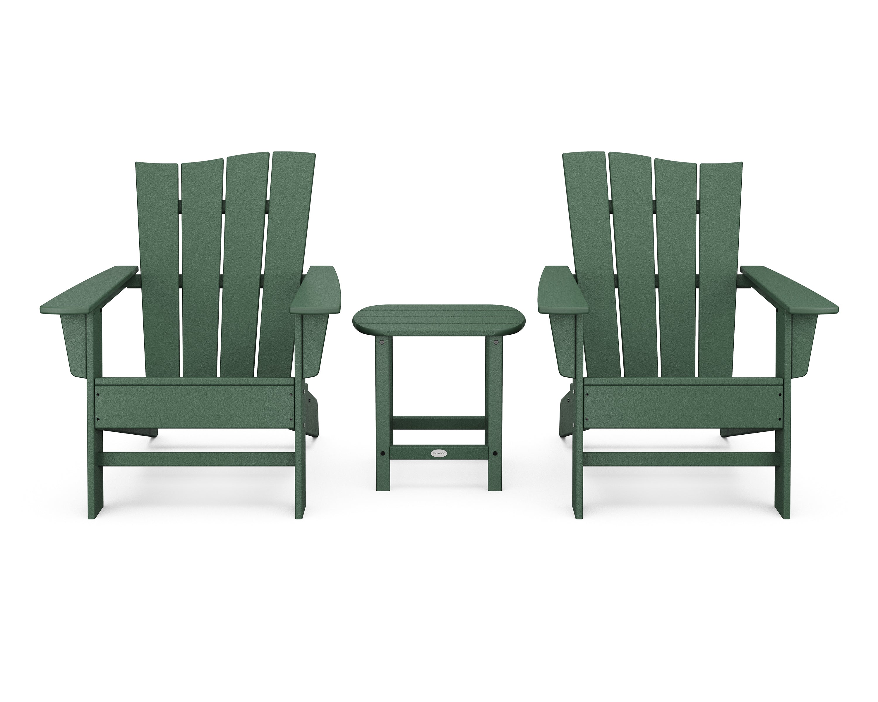 POLYWOOD Wave 3-Piece Adirondack Chair Set in Green