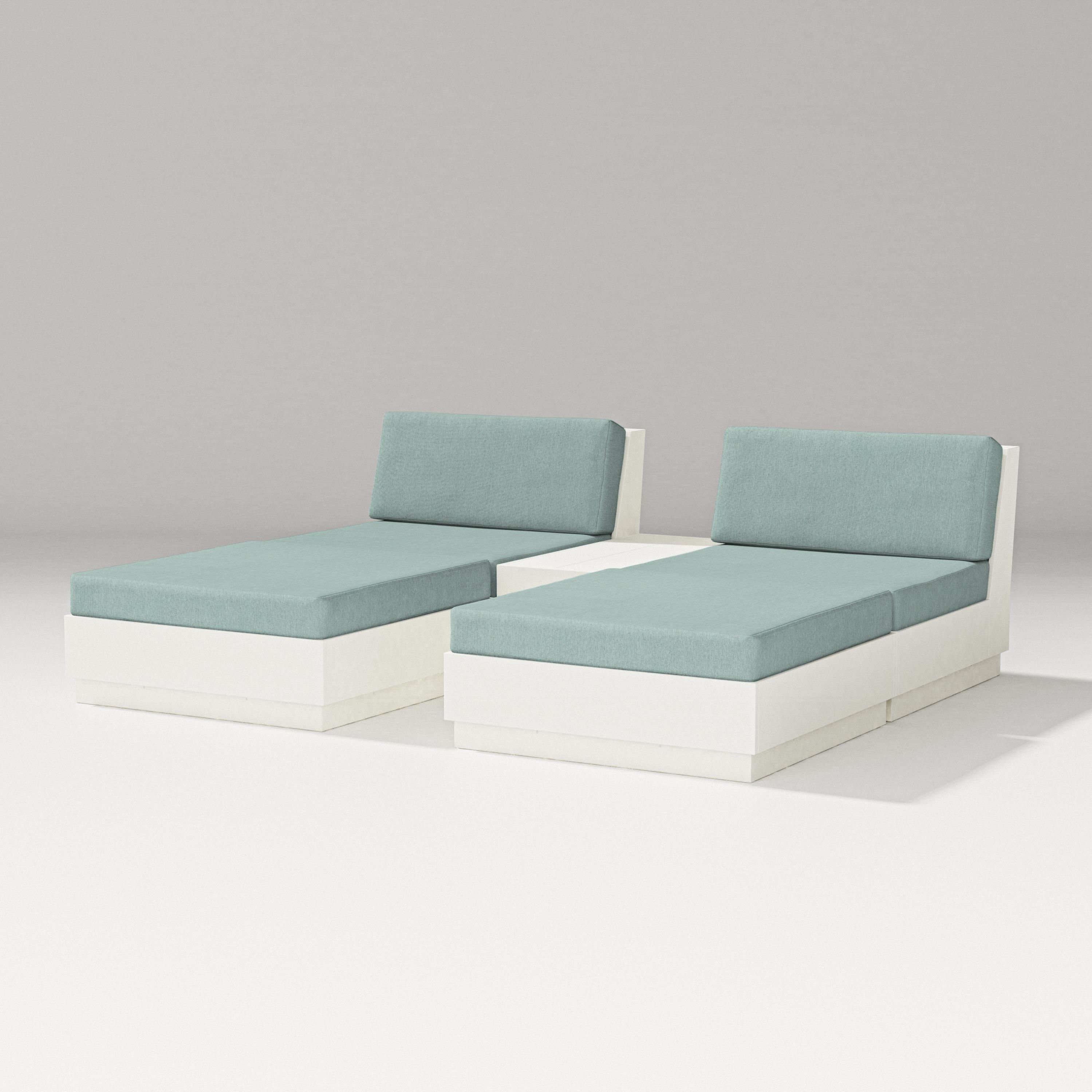 PW Designer Series Elevate Double Chaise Set in Vintage White / Glacier Spa