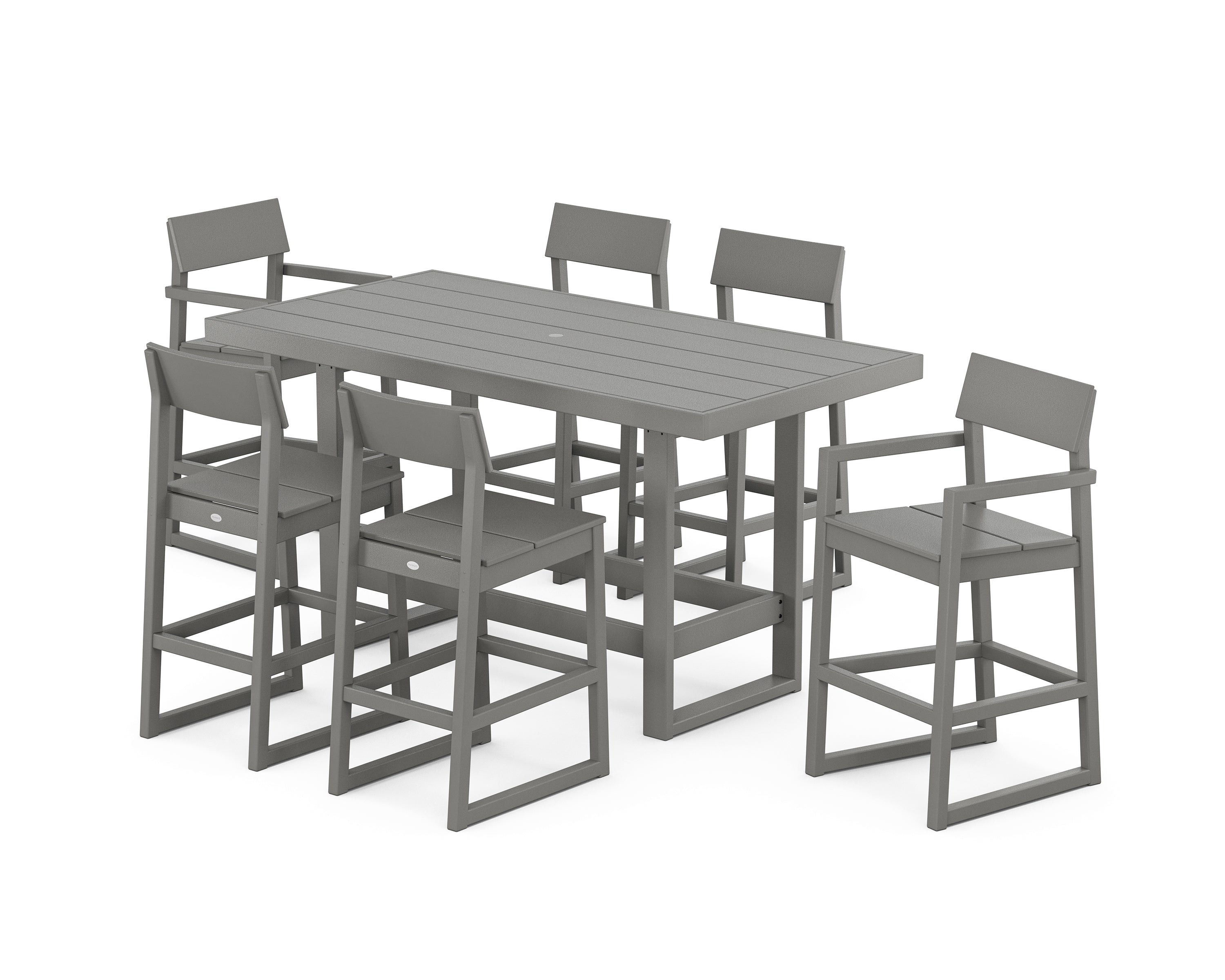 POLYWOOD EDGE 7-Piece Bar Table Set in Slate Grey