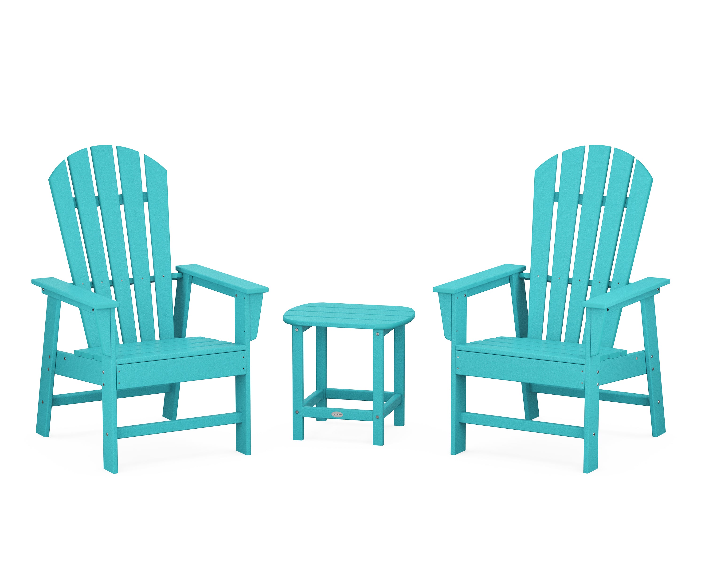 POLYWOOD South Beach Casual Chair 3-Piece Set with 18" South Beach Side Table in Aruba