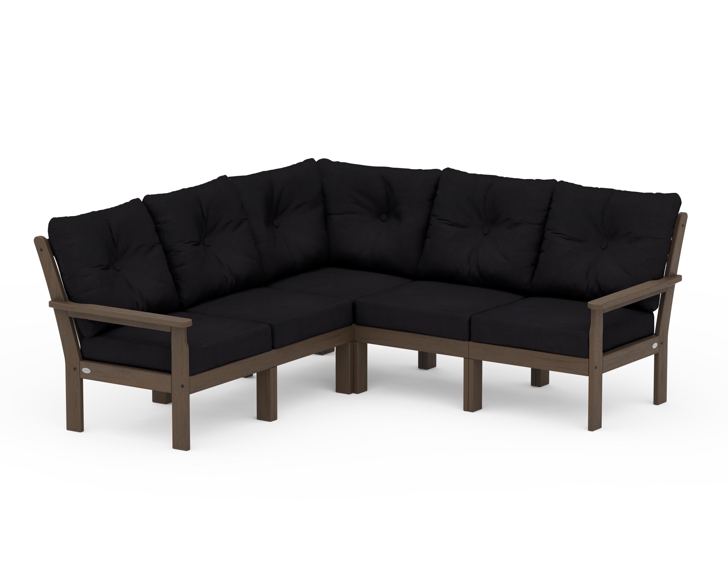 POLYWOOD Vineyard 5-Piece Sectional in Kona / Midnight Linen