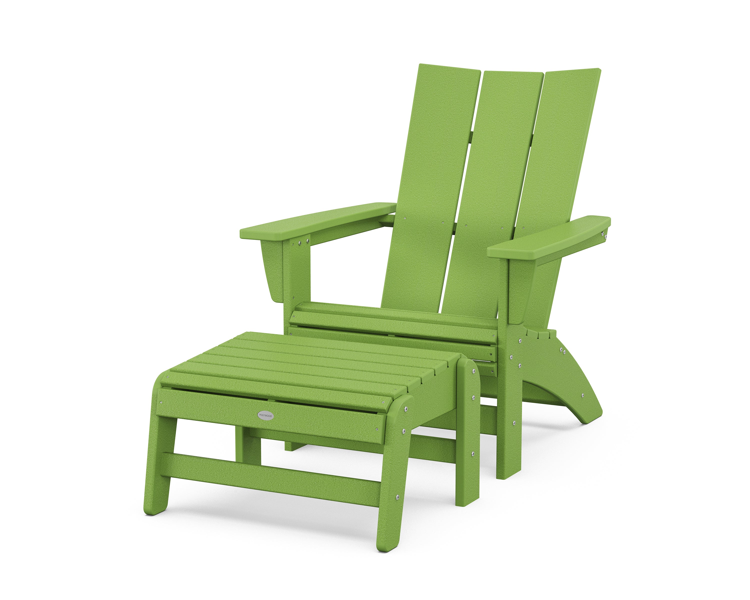 POLYWOOD Modern Grand Adirondack Chair with Ottoman in Lime
