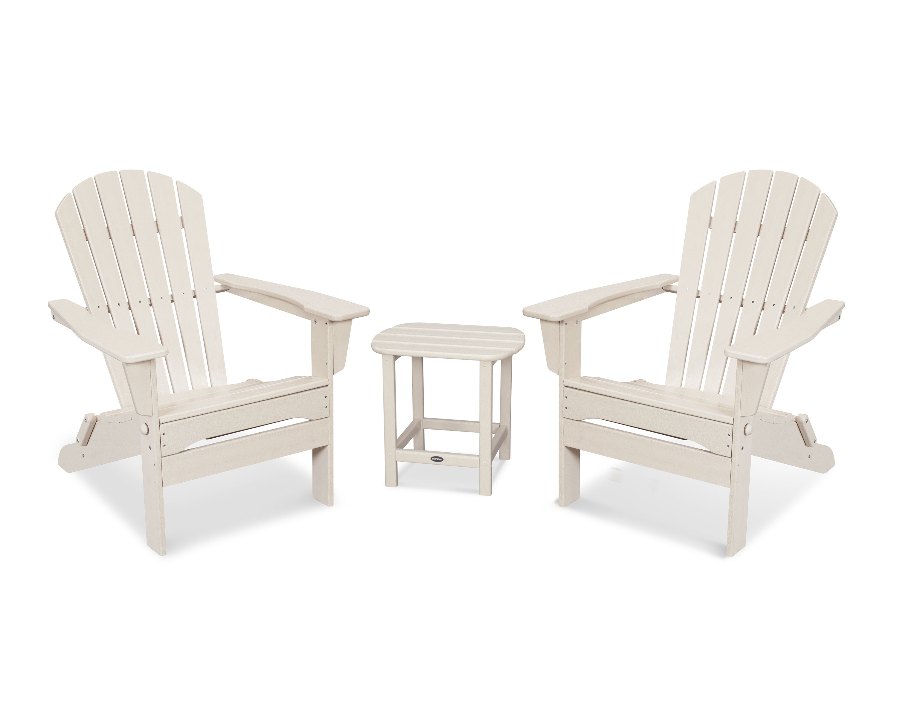 POLYWOOD South Beach 3-Piece Folding Adirondack Set in Sand