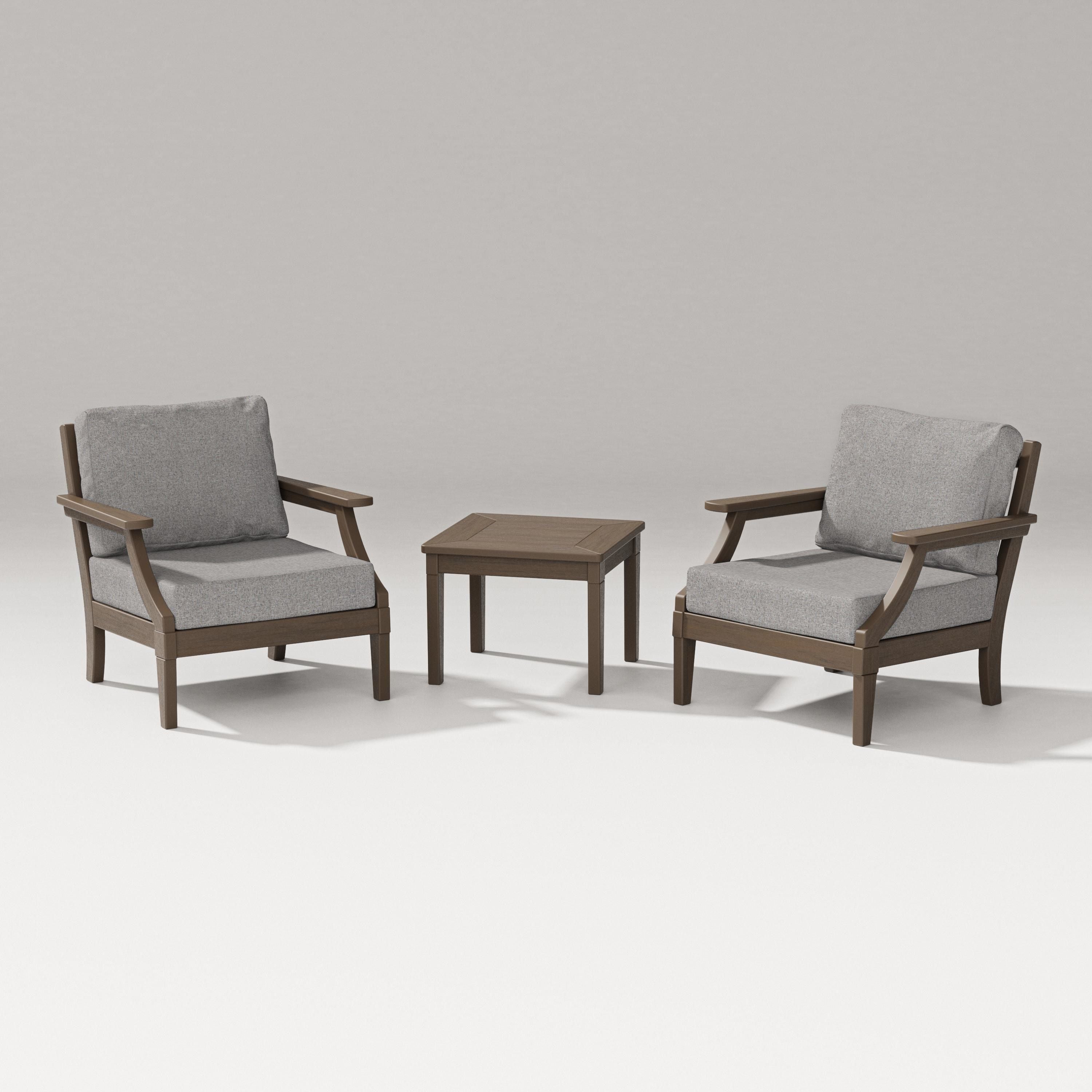 PW Designer Series Estate 3-Piece Lounge Chair Set in Kona / Grey Mist