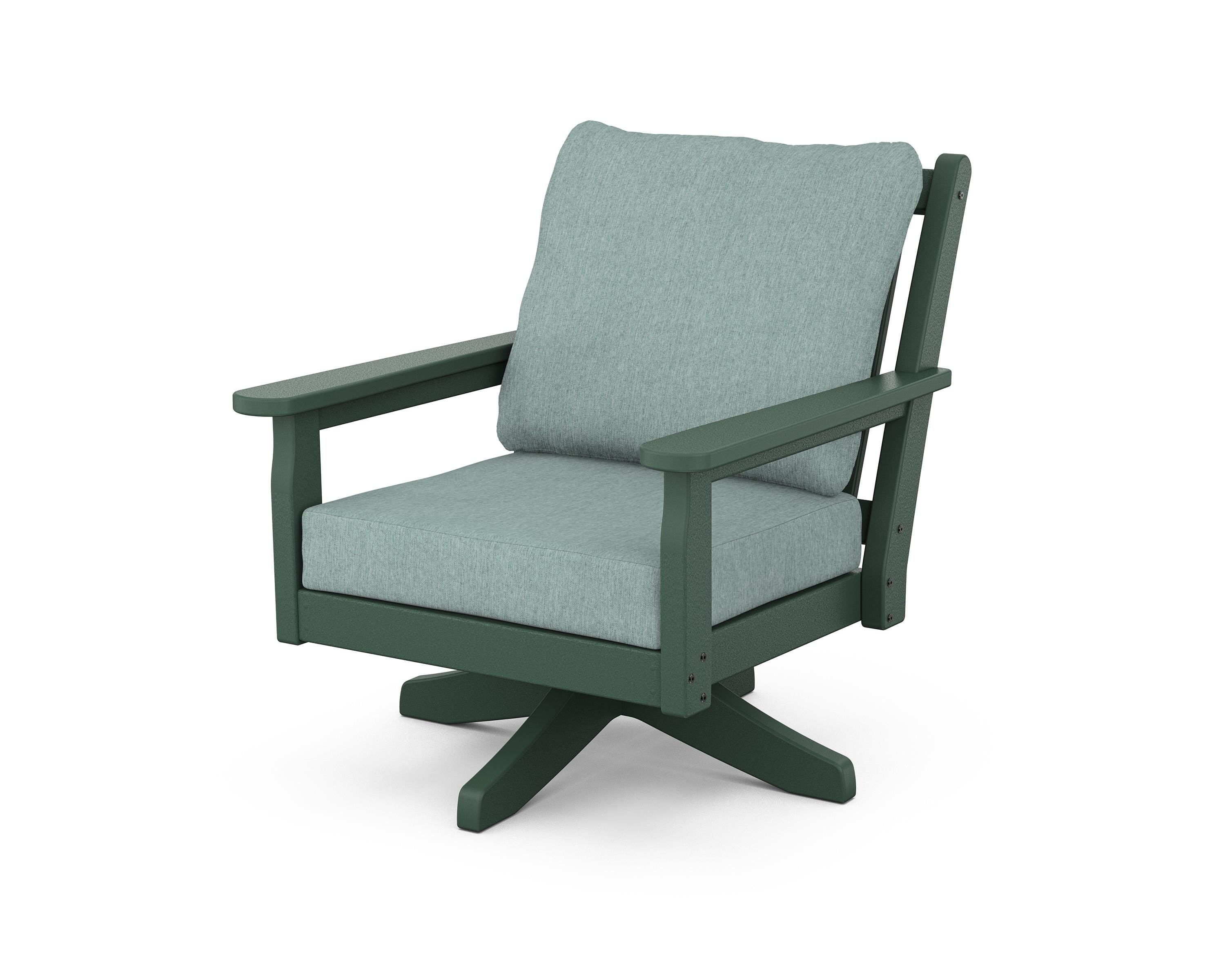POLYWOOD Chippendale Deep Seating Swivel Chair in Green / Glacier Spa