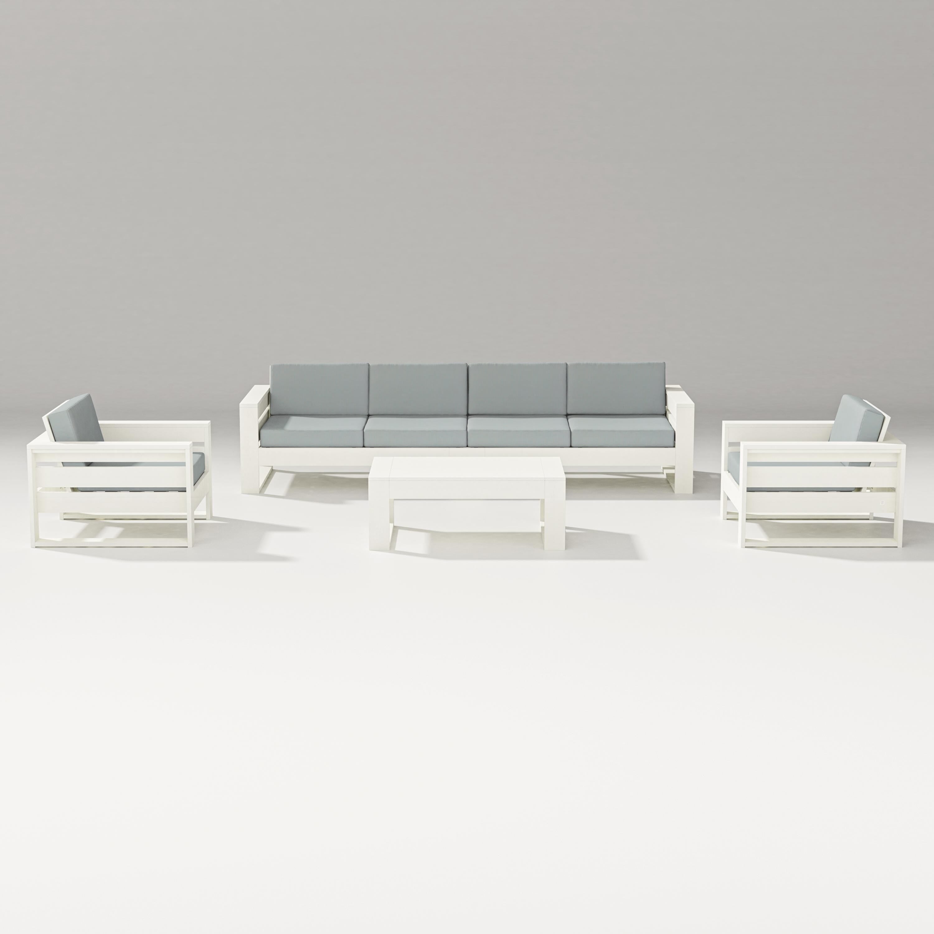 PW Designer Series Latitude 5-Piece Lounge Sofa Set in Vintage White / Spa