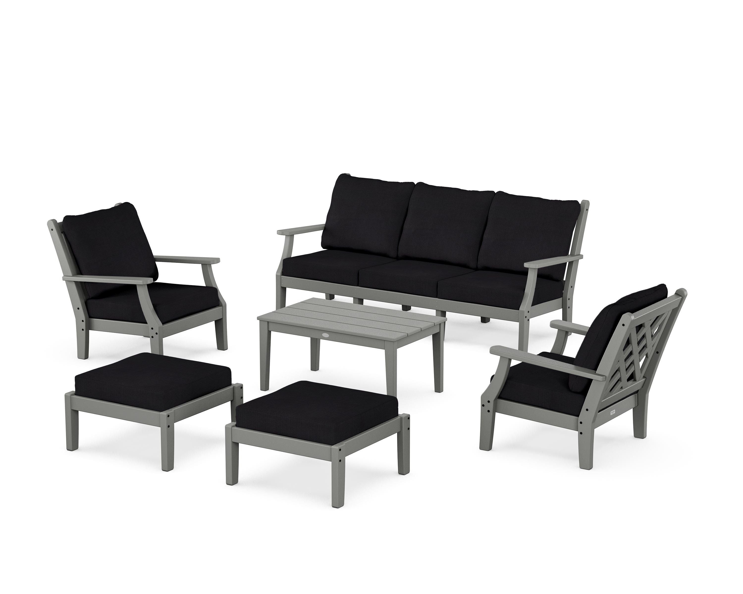 Country Living Wovendale 6-Piece Lounge Sofa Set in Slate Grey / Midnight Linen