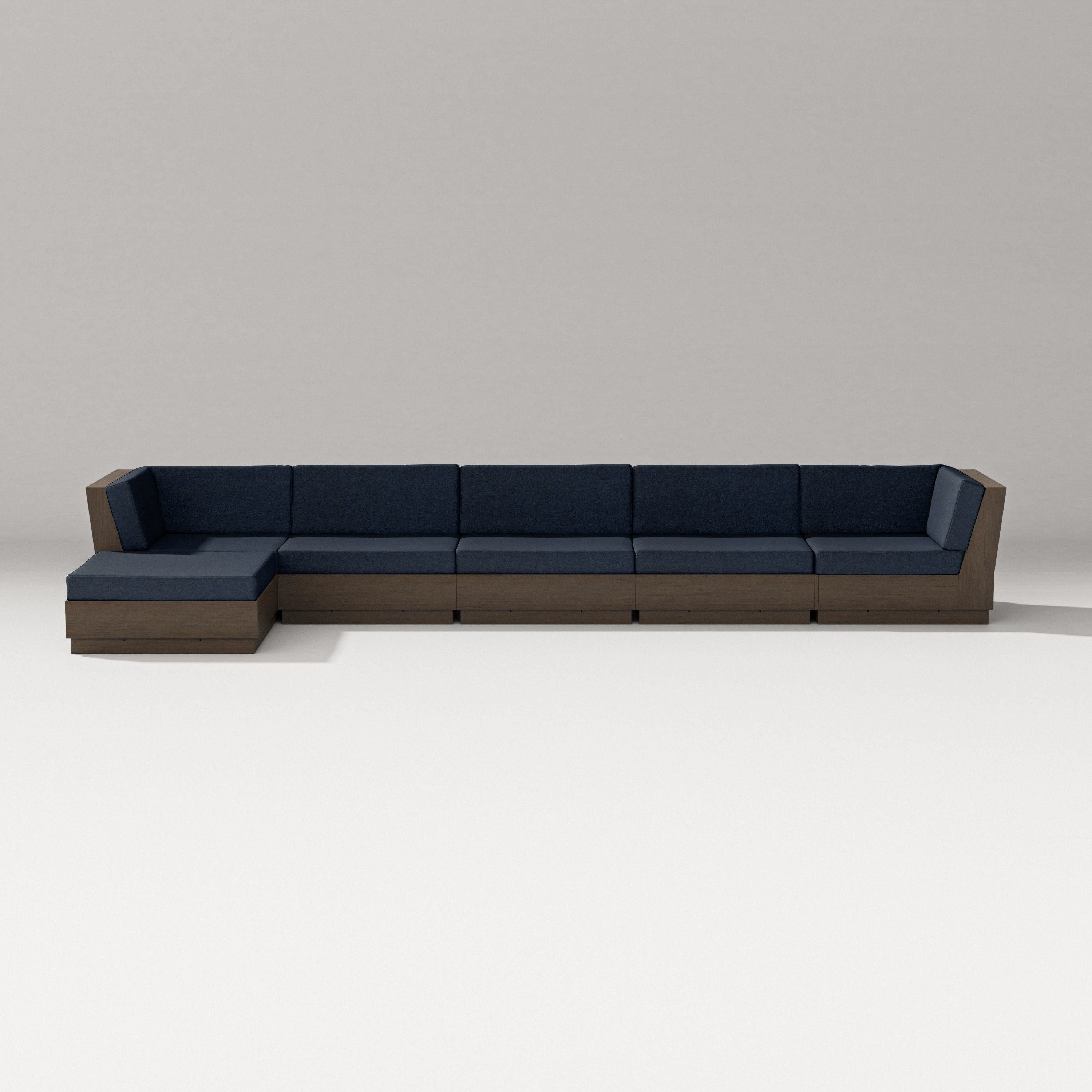 PW Designer Series Elevate 6-Piece Chaise Sectional in Kona / Marine Indigo