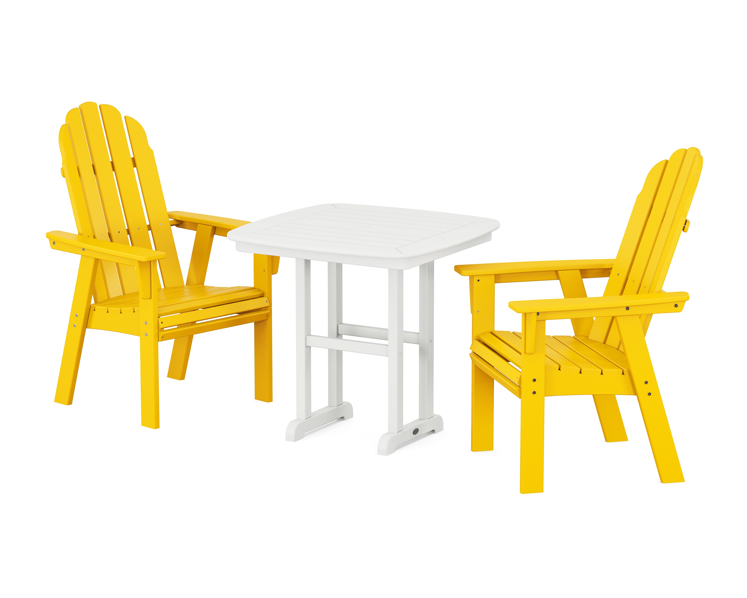POLYWOOD Vineyard Adirondack 3-Piece Dining Set in Lemon / White