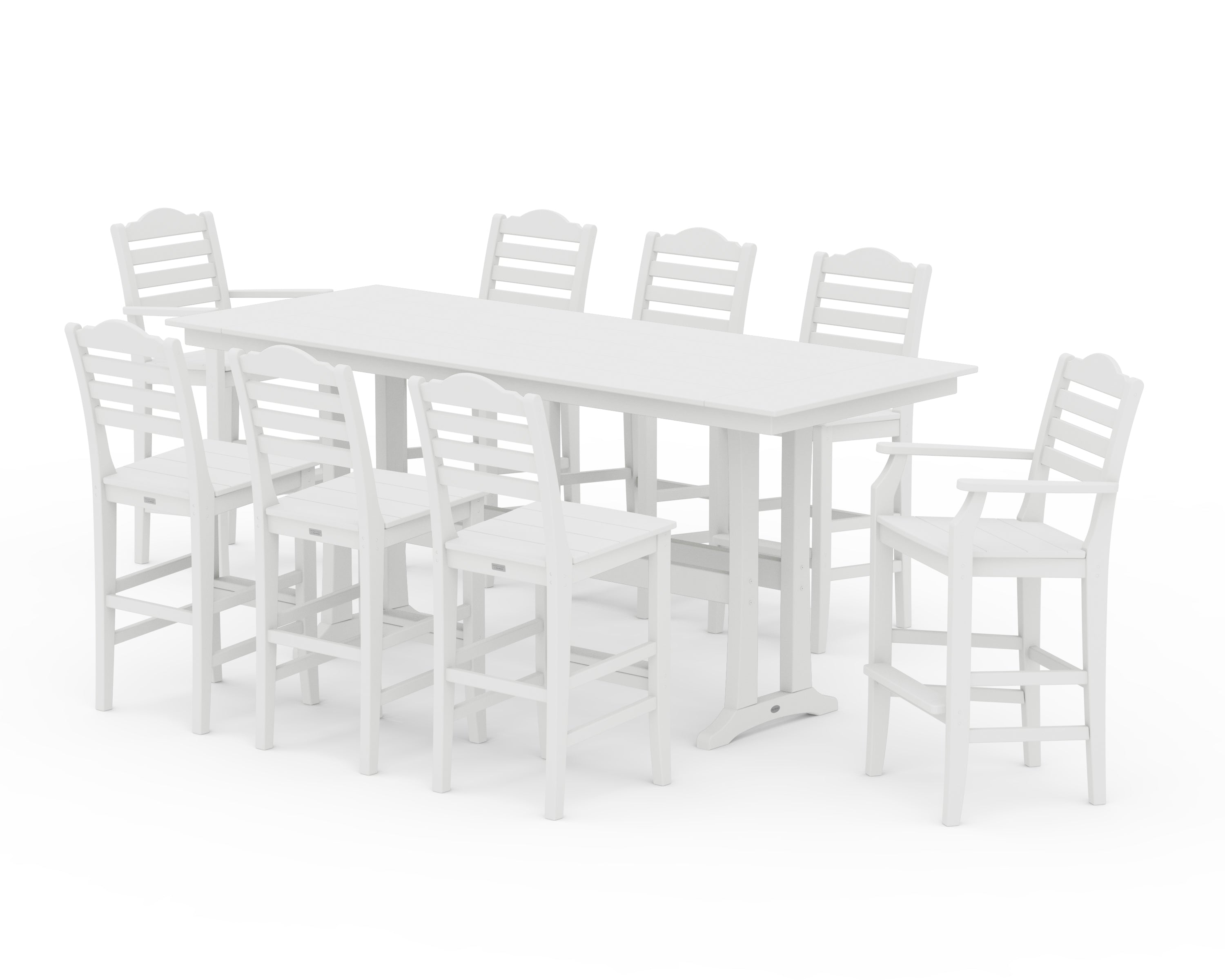 Draper James™ by POLYWOOD Savannah 9-Piece Farmhouse Bar Set with Trestle Legs in White