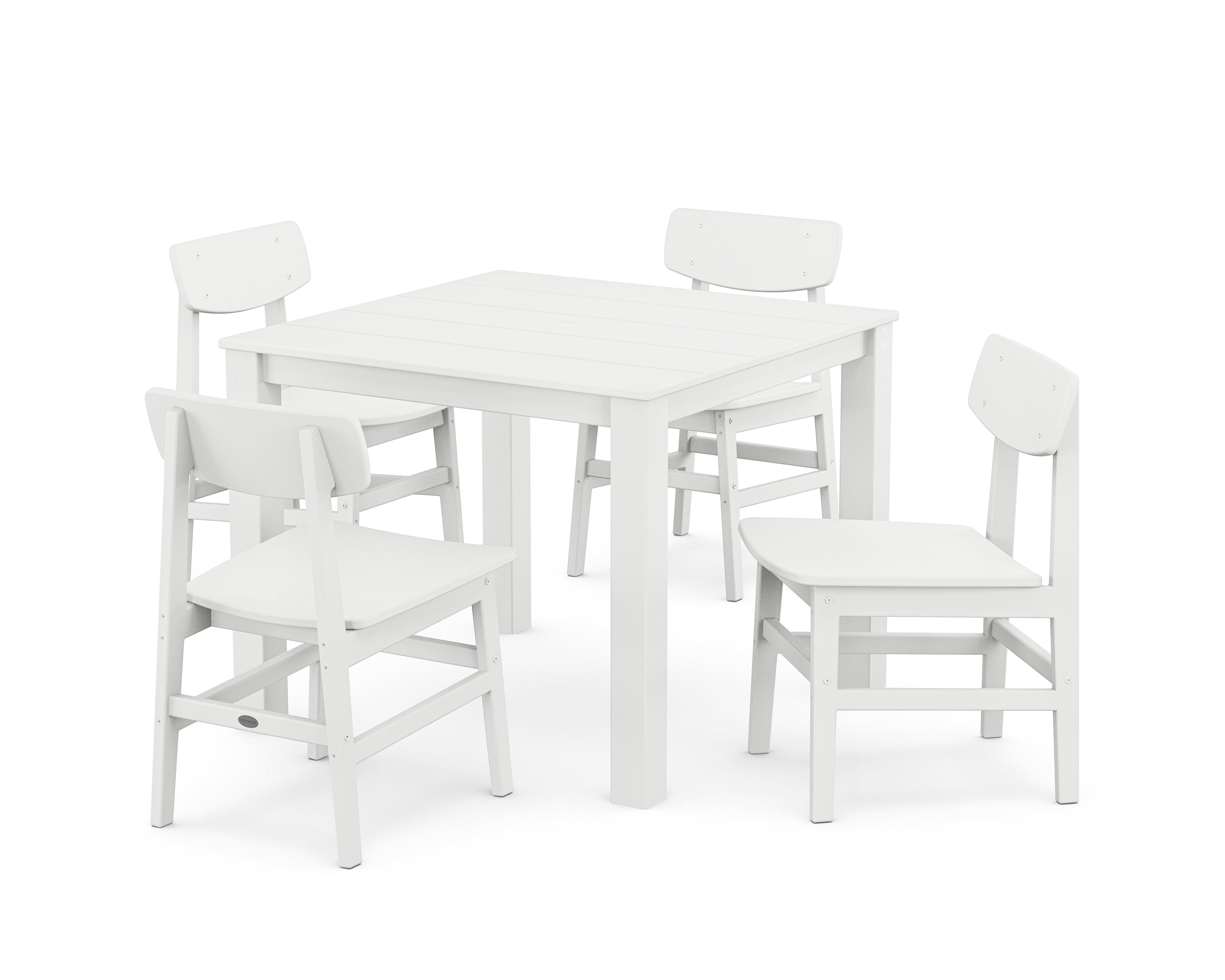 POLYWOOD® Modern Studio Urban Chair 5-Piece Parsons Dining Set in White