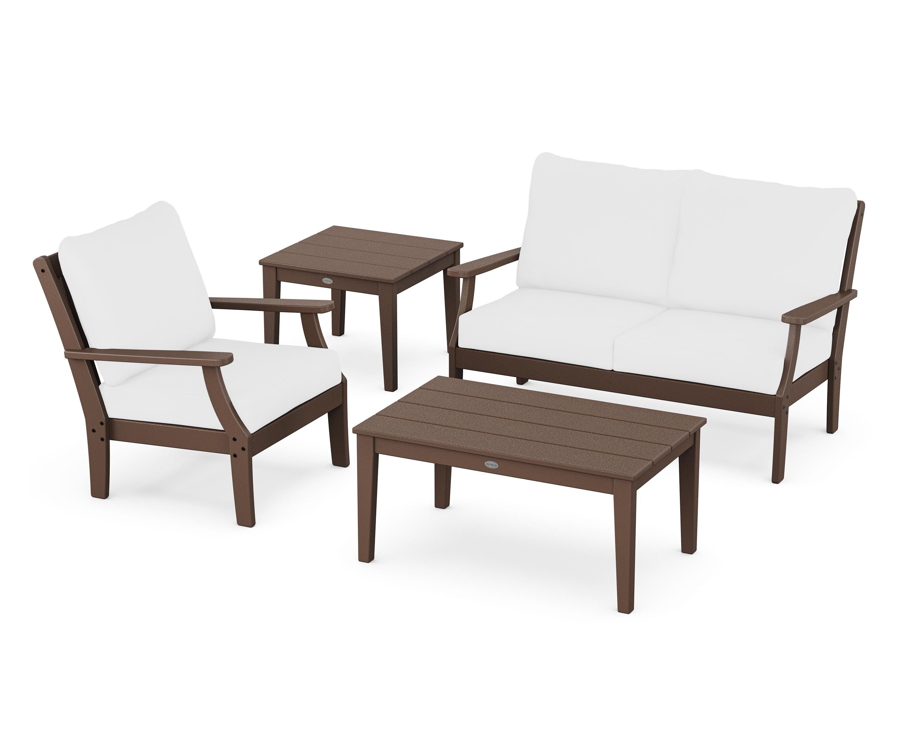 POLYWOOD Braxton 4-Piece Deep Seating Set in Mahogany / Natural