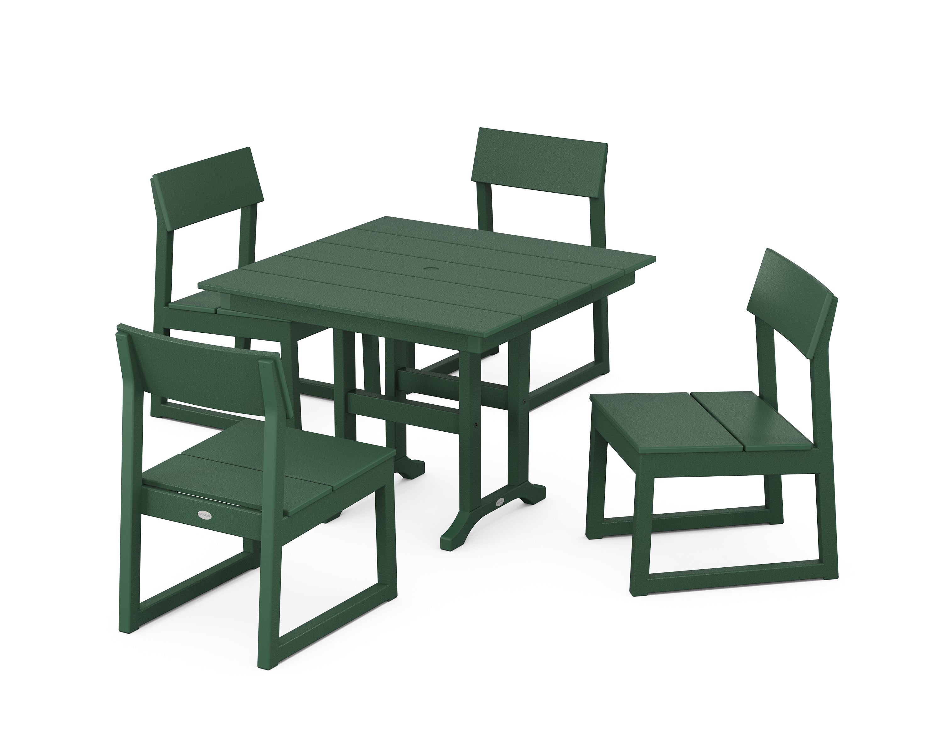 POLYWOOD EDGE Side Chair 5-Piece Farmhouse Dining Set in Green