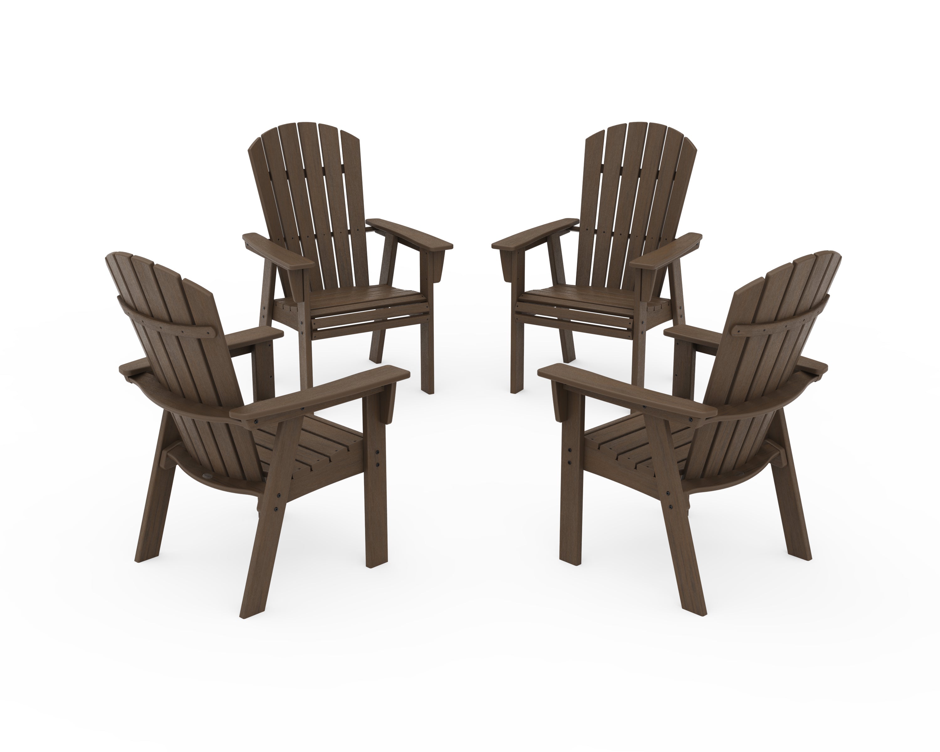 POLYWOOD Nautical 4-Piece Curveback Upright Adirondack Conversation Set in Kona