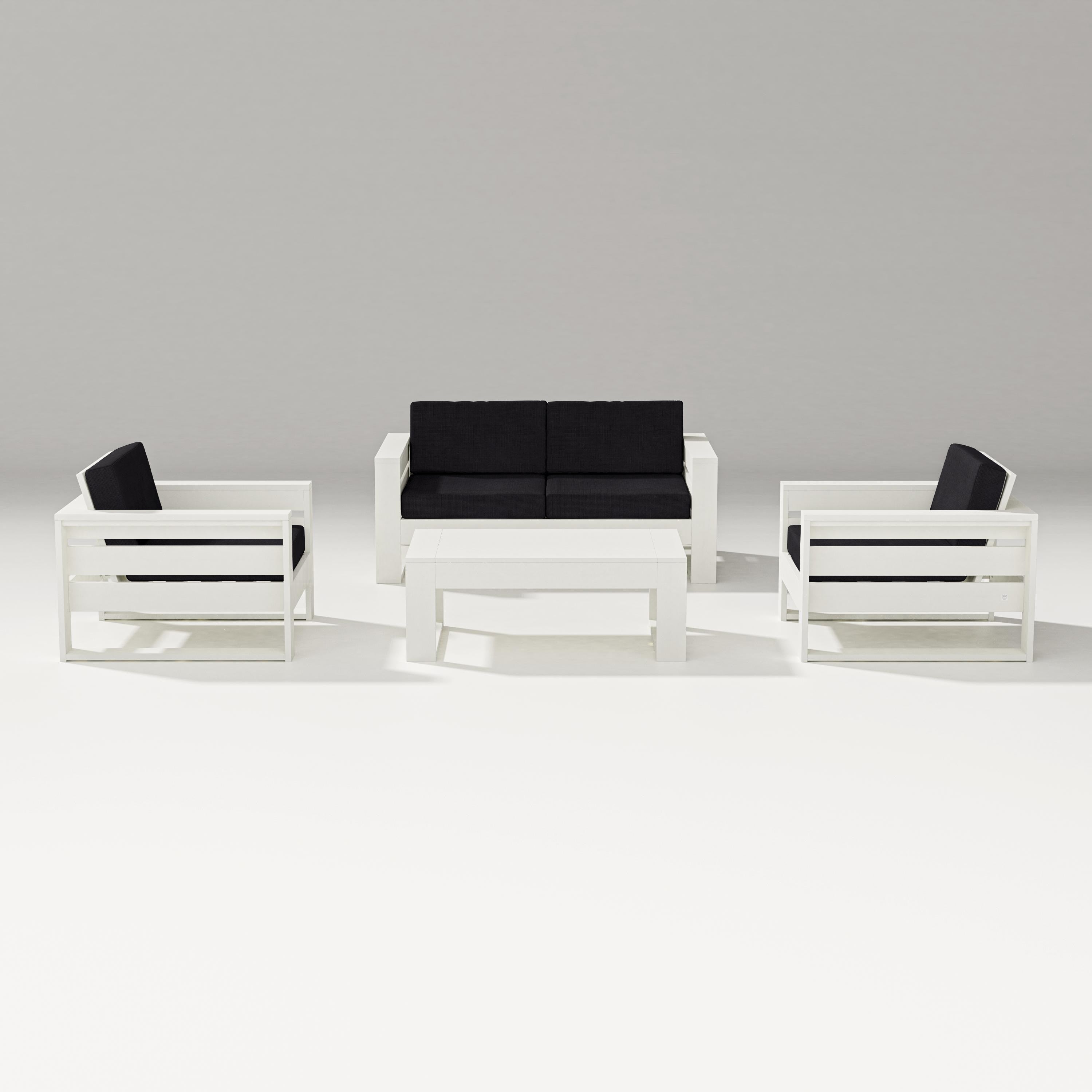 PW Designer Series Latitude 4-Piece Lounge Loveseat Set in Vintage White / Midnight Linen