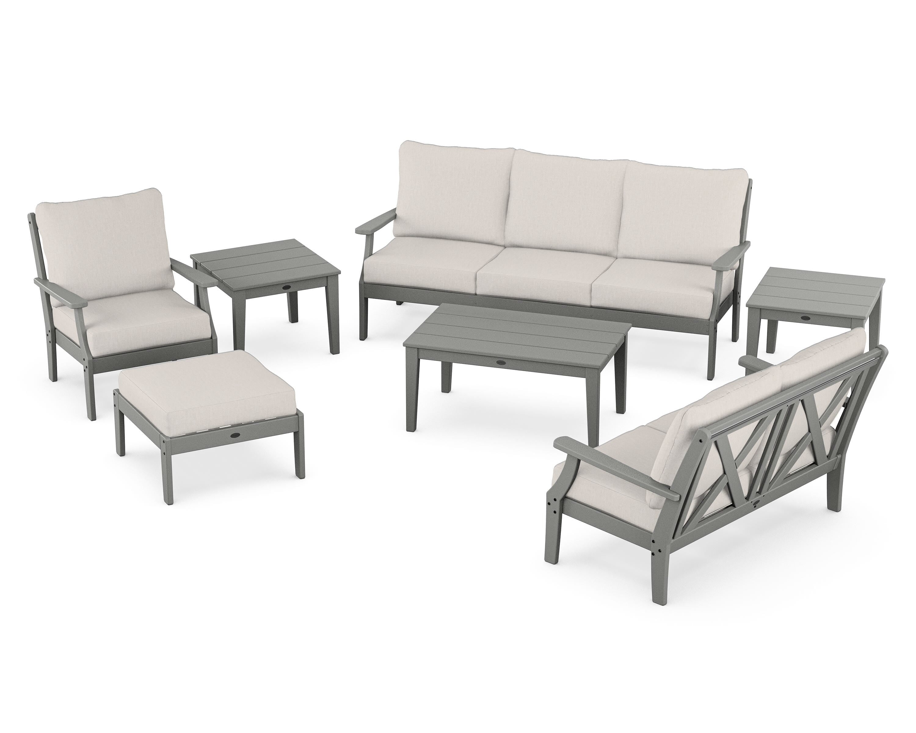 POLYWOOD Braxton 7-Piece Deep Seating Set in Slate Grey / Cast Ash