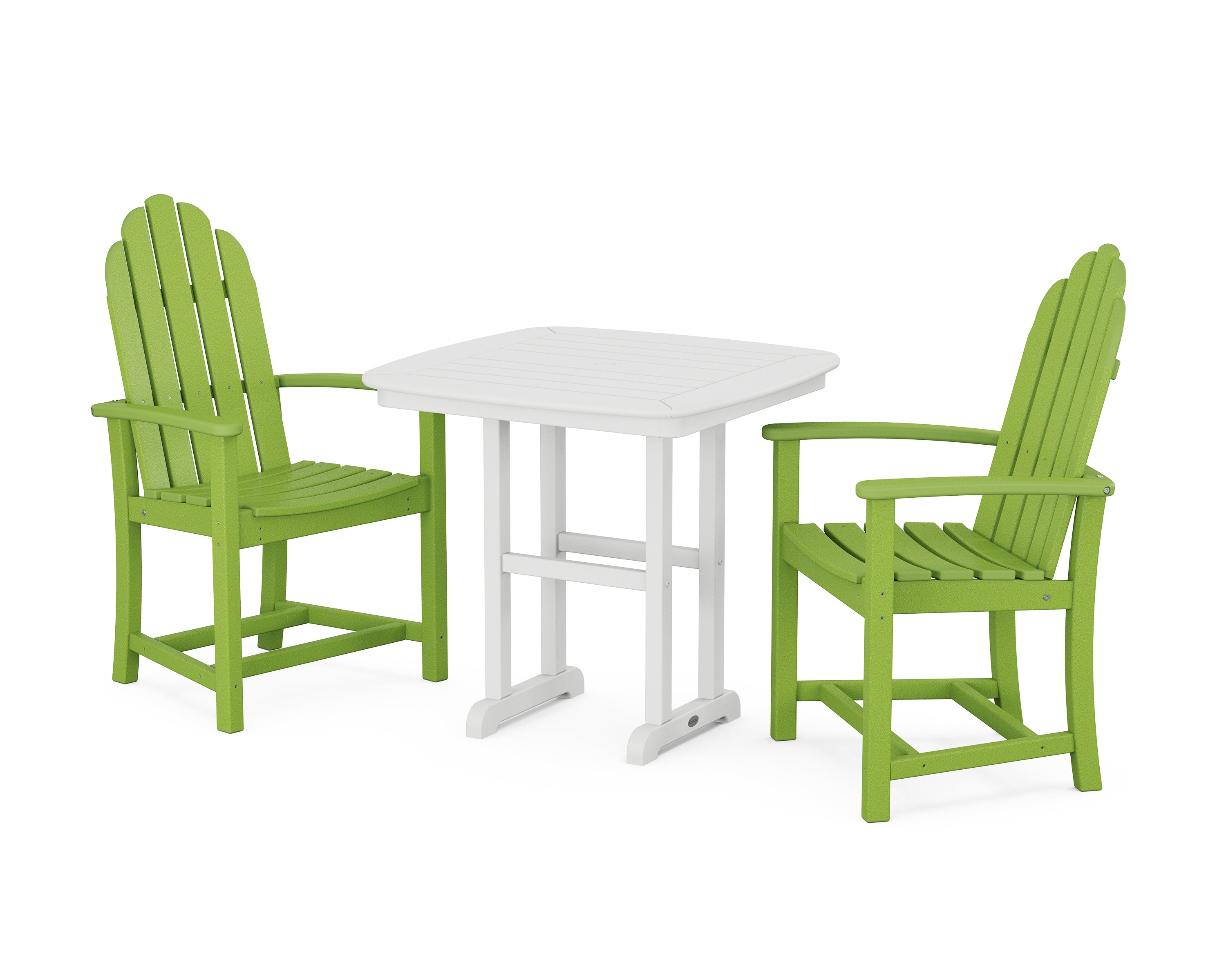 POLYWOOD Classic Adirondack 3-Piece Dining Set in Lime / White
