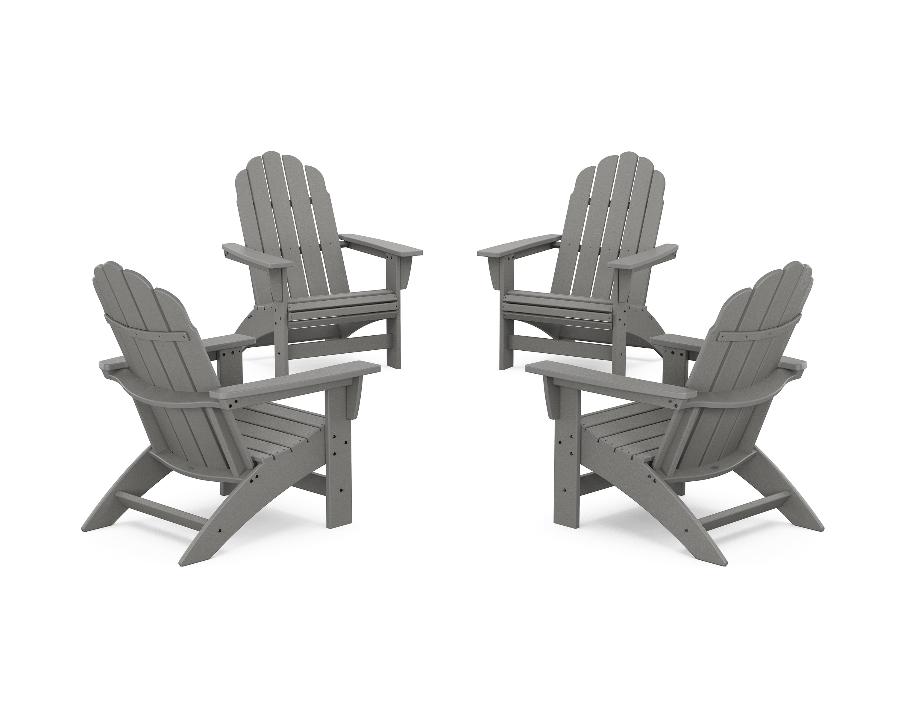 POLYWOOD 4-Piece Vineyard Grand Adirondack Chair Conversation Set in Slate Grey