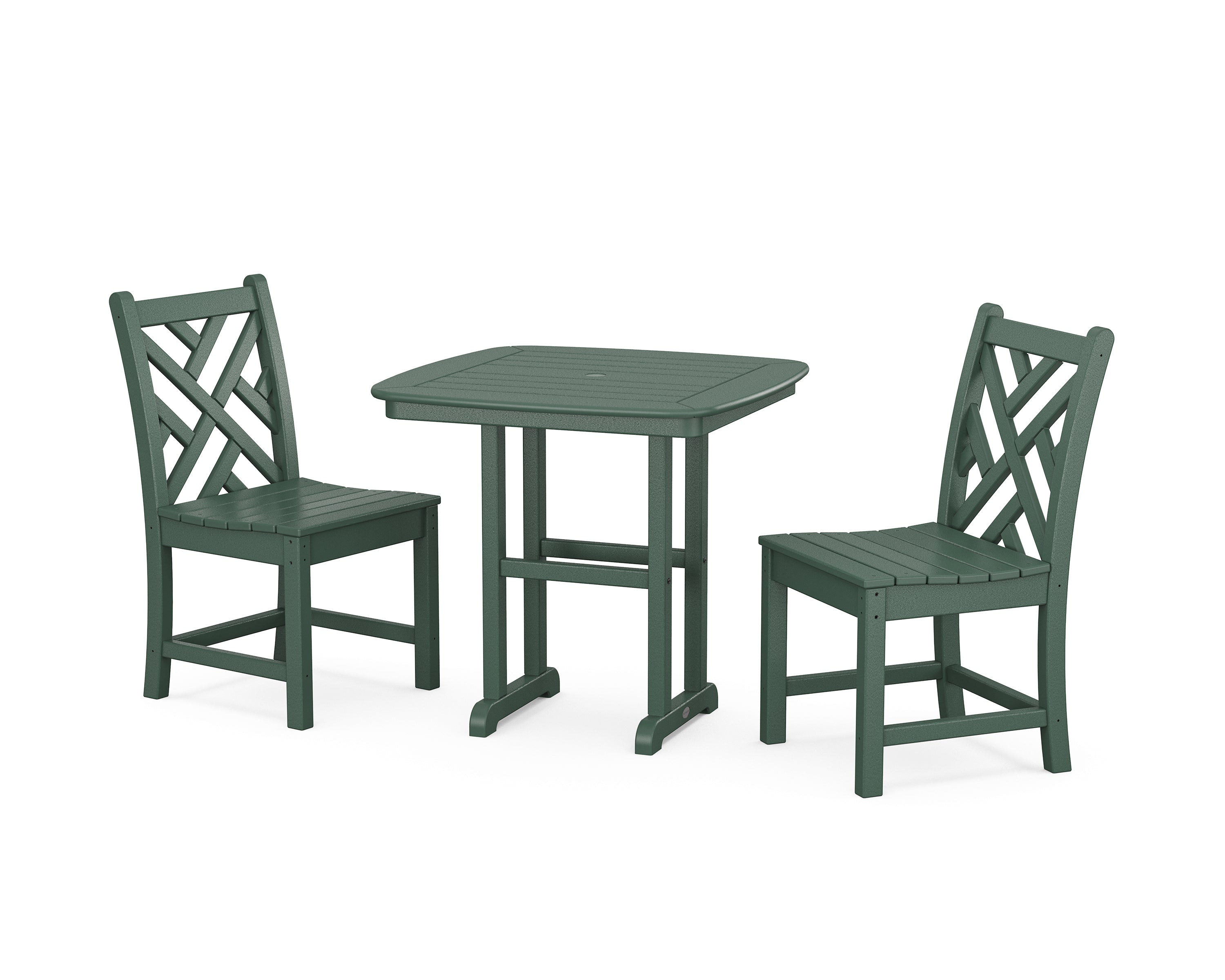POLYWOOD® Chippendale Side Chair 3-Piece Dining Set in Green
