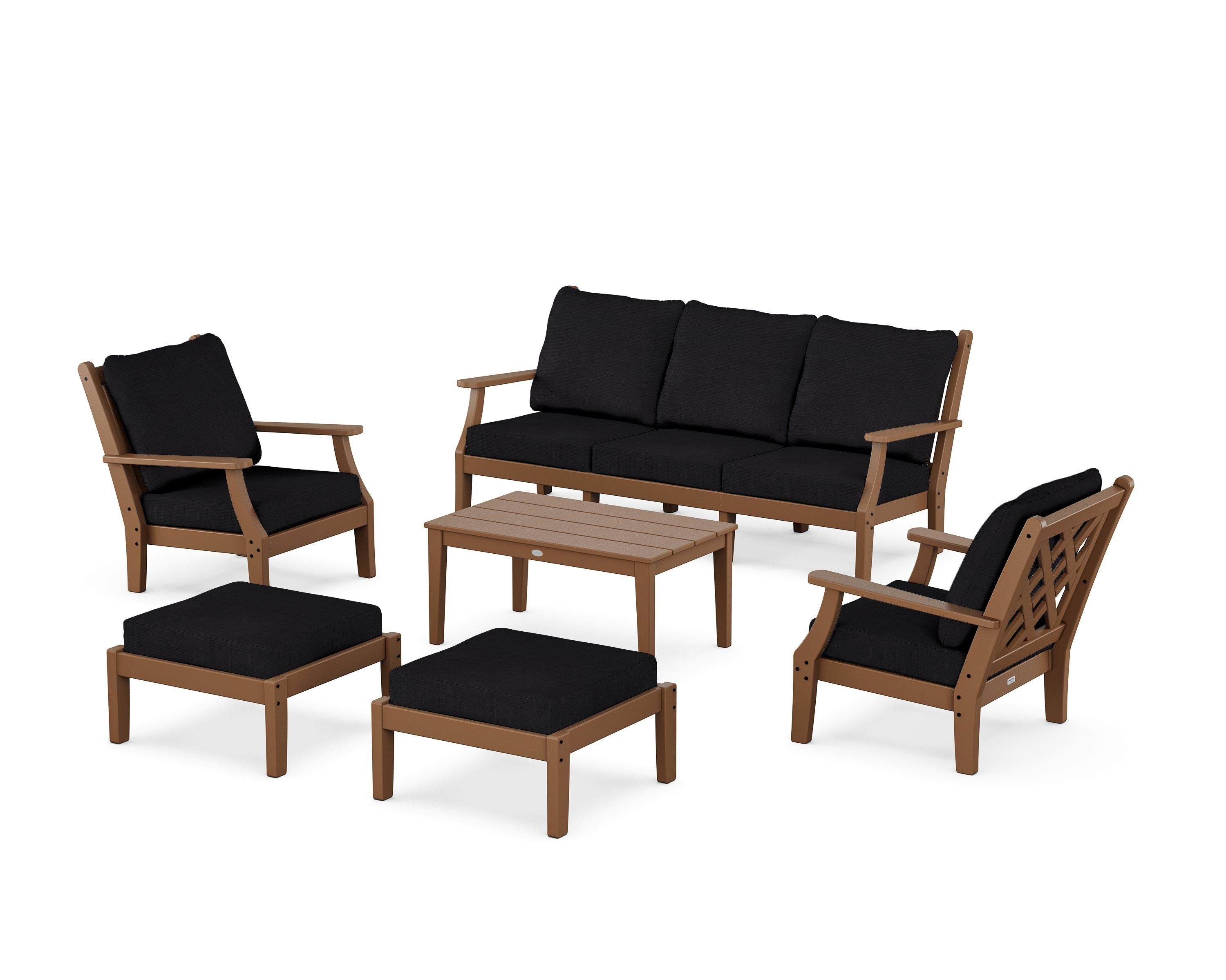 Country Living Wovendale 6-Piece Lounge Sofa Set in Teak / Midnight Linen