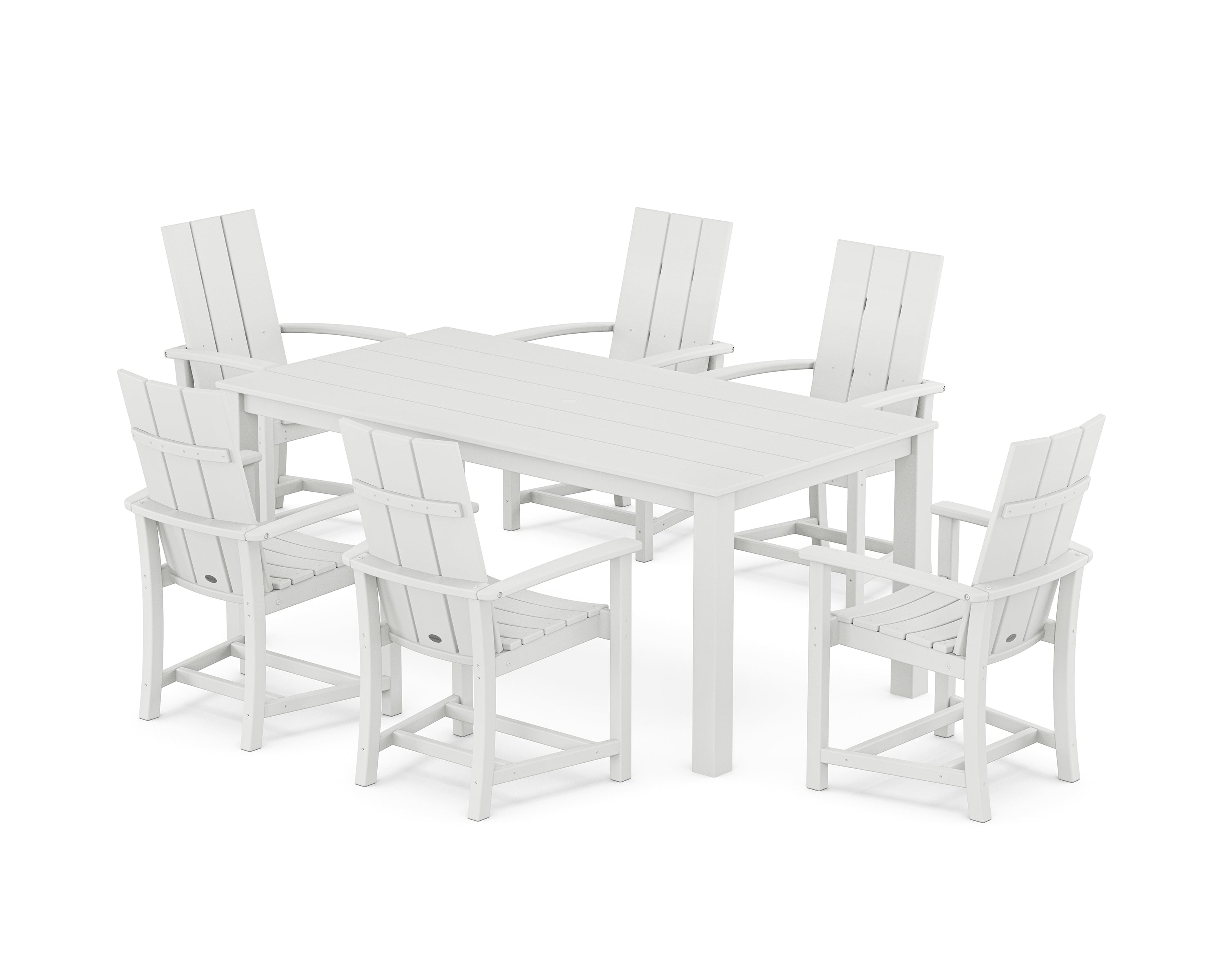POLYWOOD Modern Adirondack 7-Piece Parsons Dining Set in White