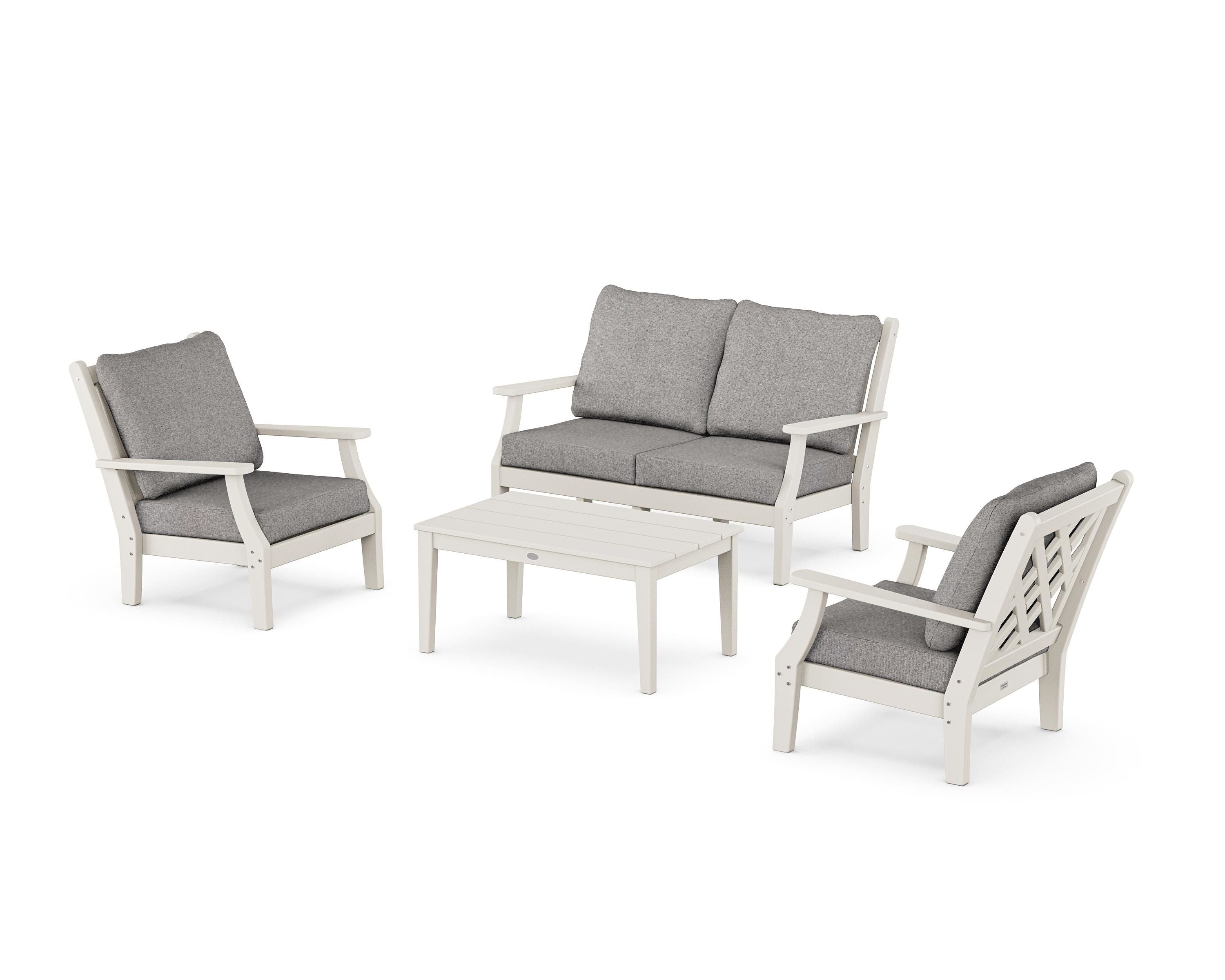 Country Living Wovendale 4-Piece Deep Seating Set with Loveseat in Sand / Grey Mist