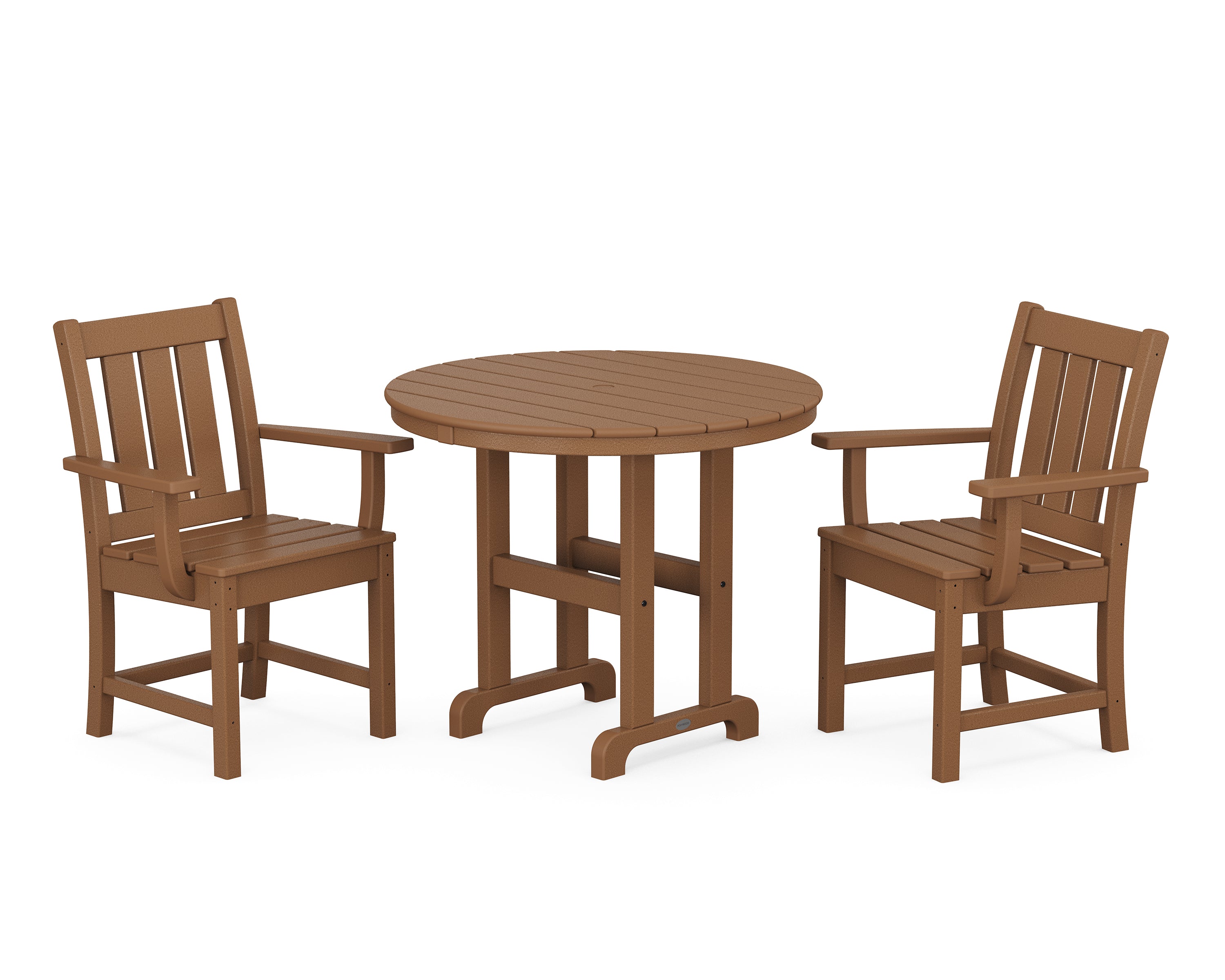 POLYWOOD® Oxford 3-Piece Farmhouse Dining Set in Teak